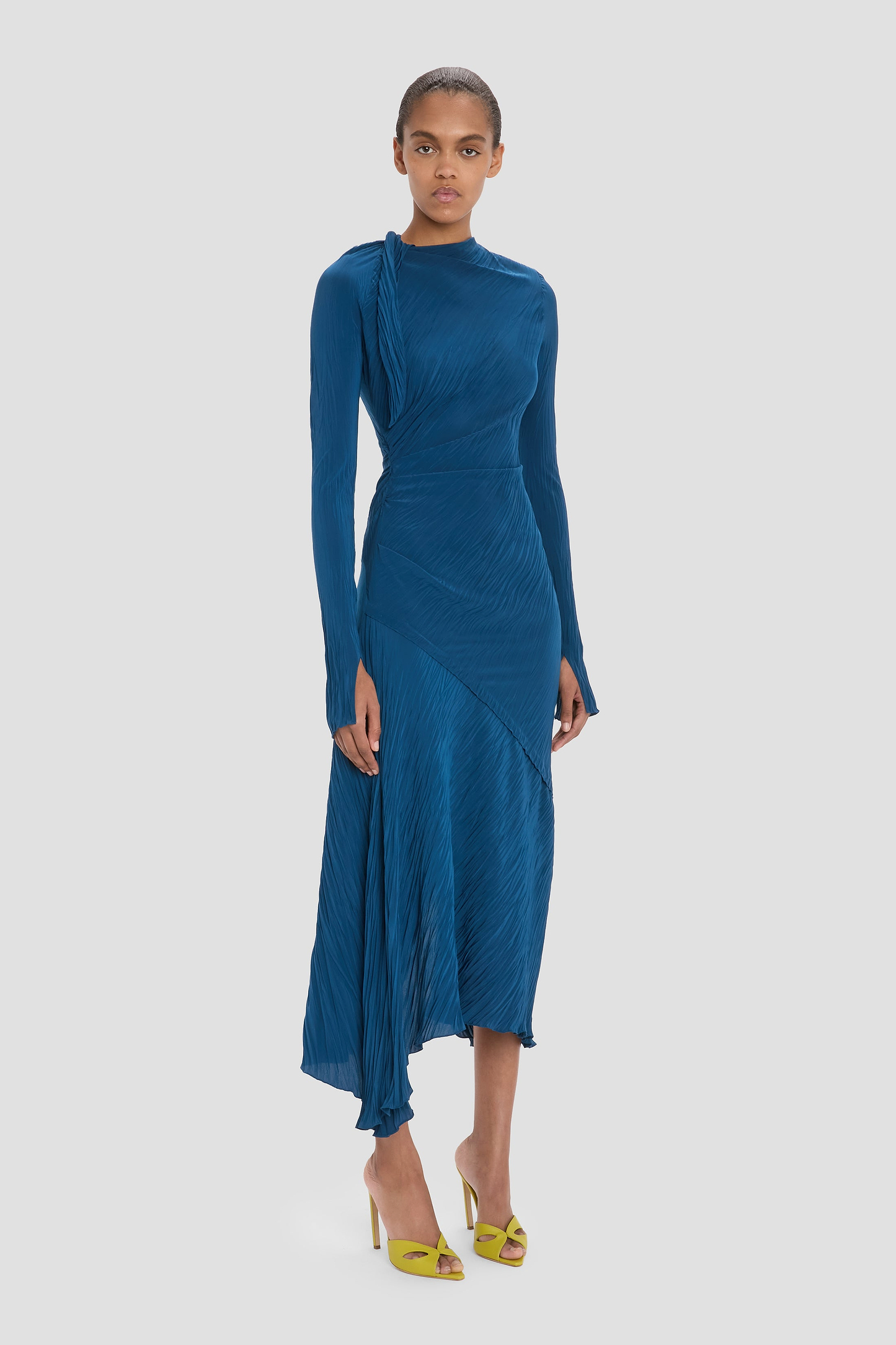 Plisse Dress In Blue
