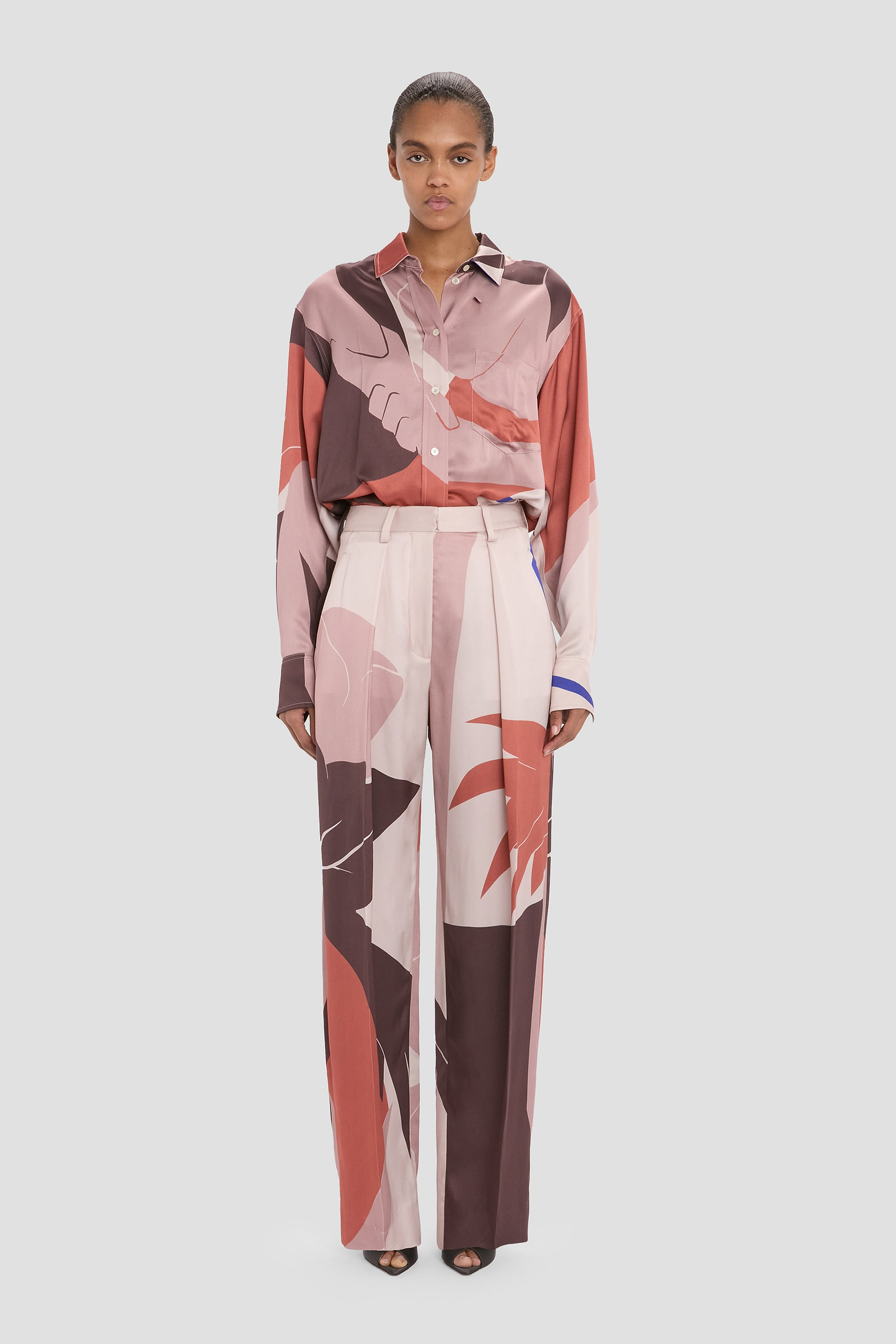 Cecilia Trouser In Abstract Earth Print
