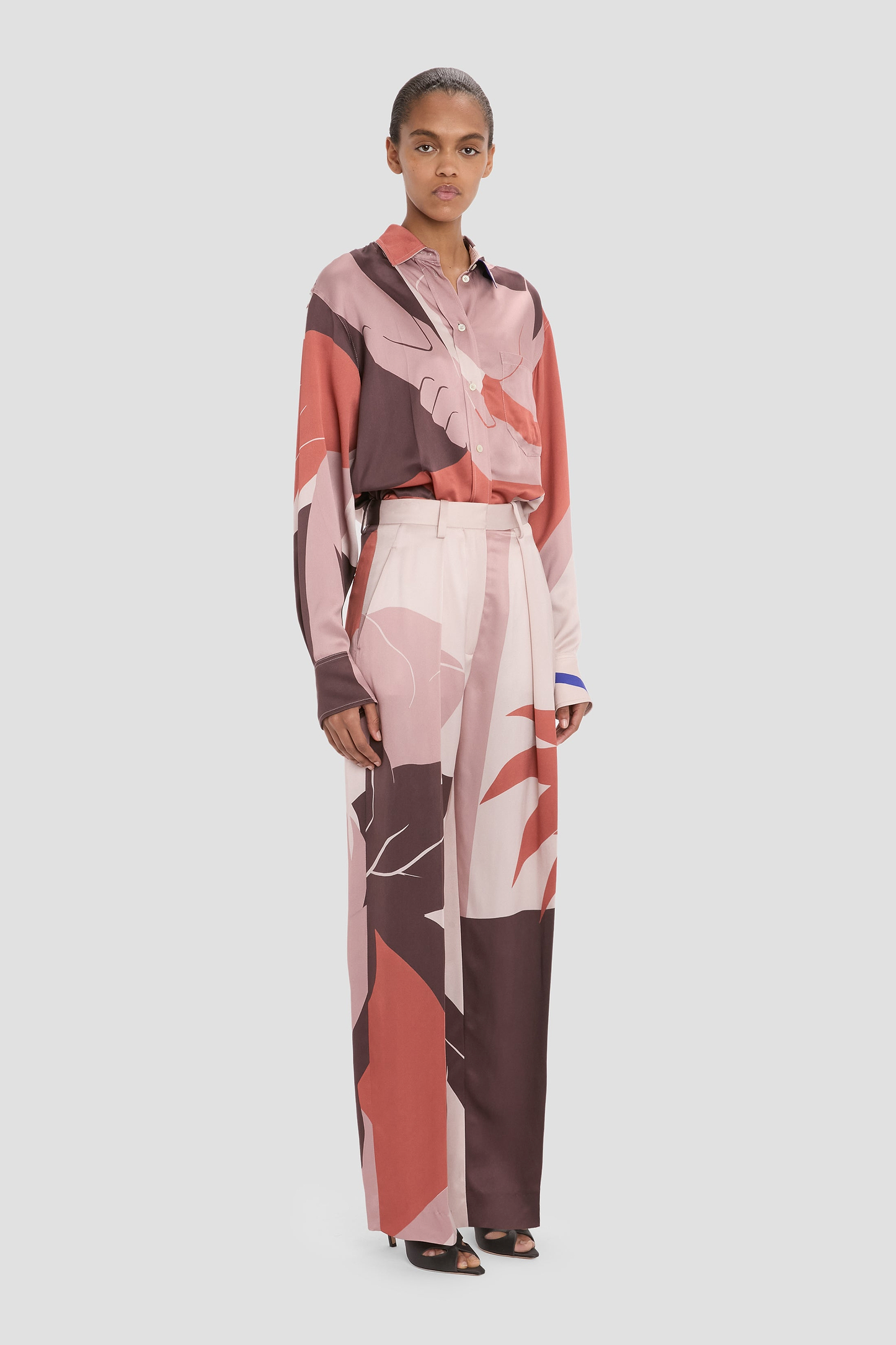 Cecilia Trouser In Abstract Earth Print