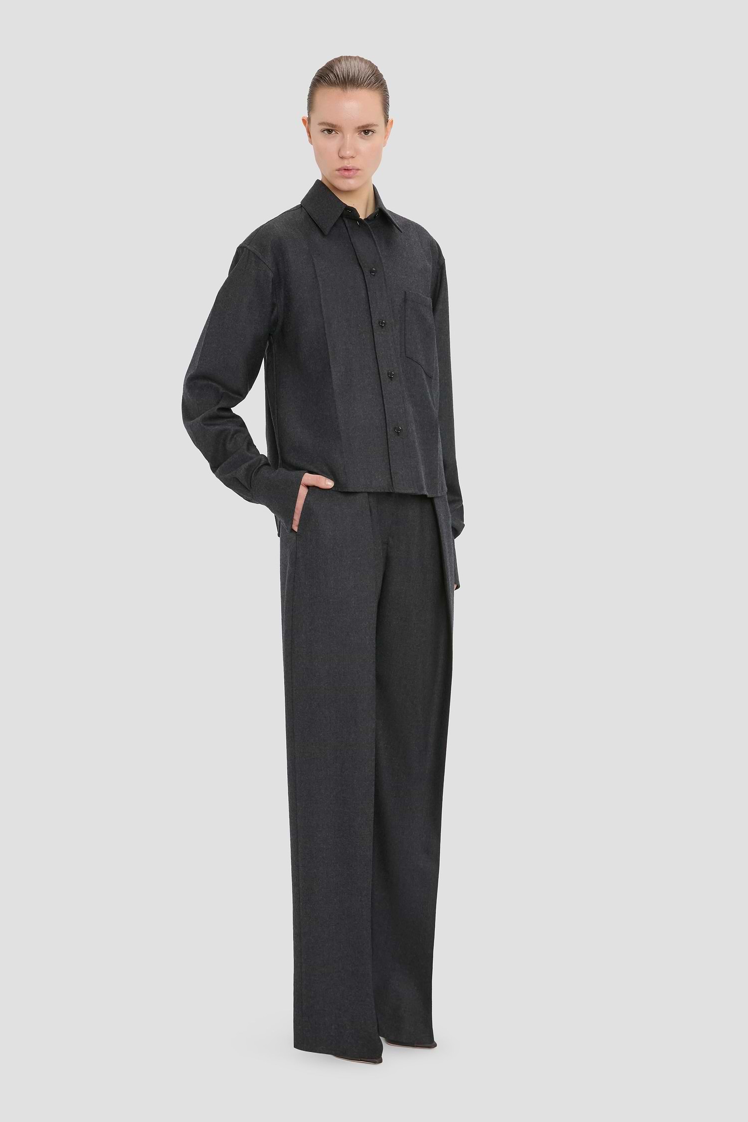 Ellys Shirt In Dark Grey Melange