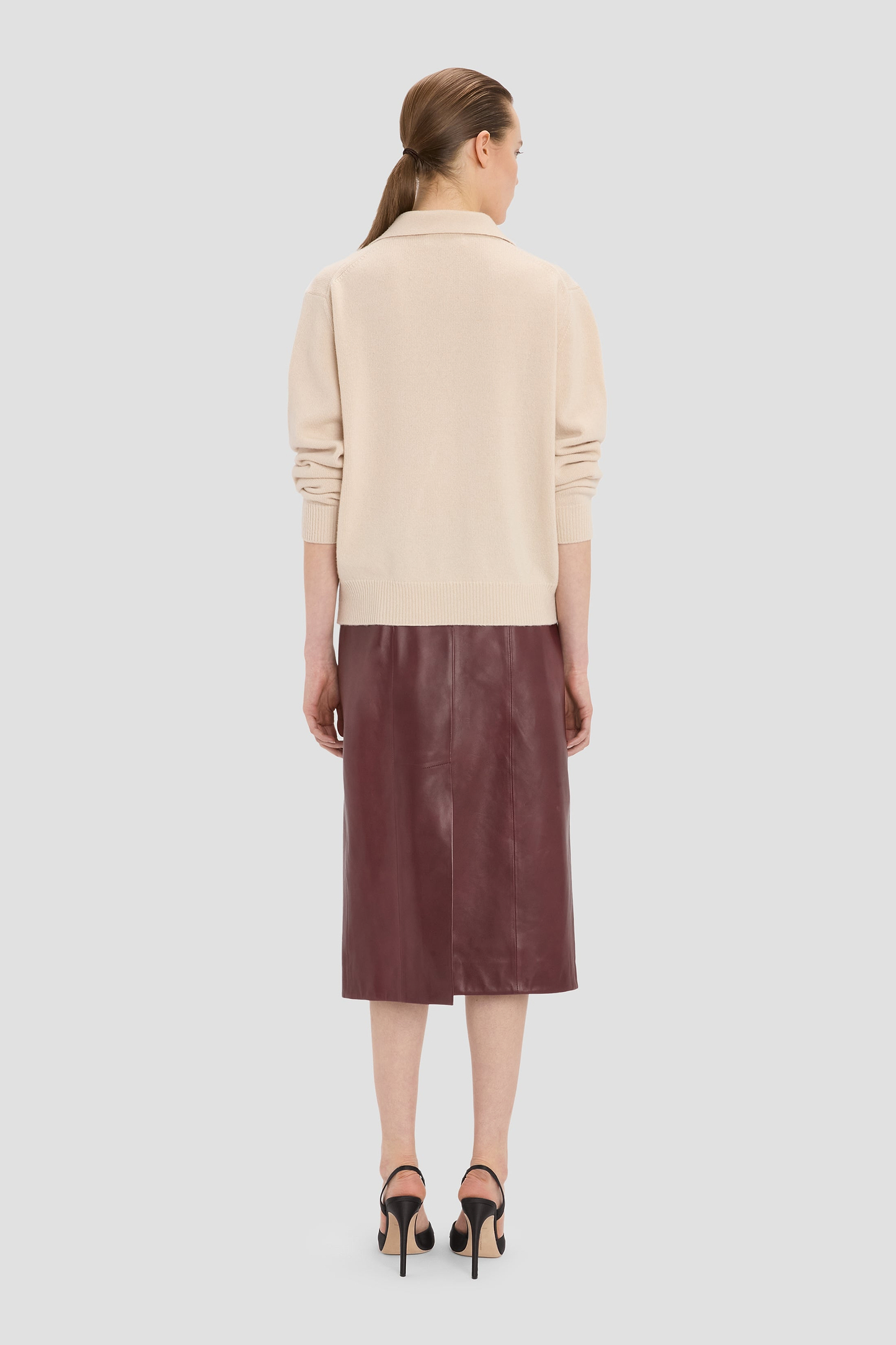 Leather Skirt In Dark Burgundy