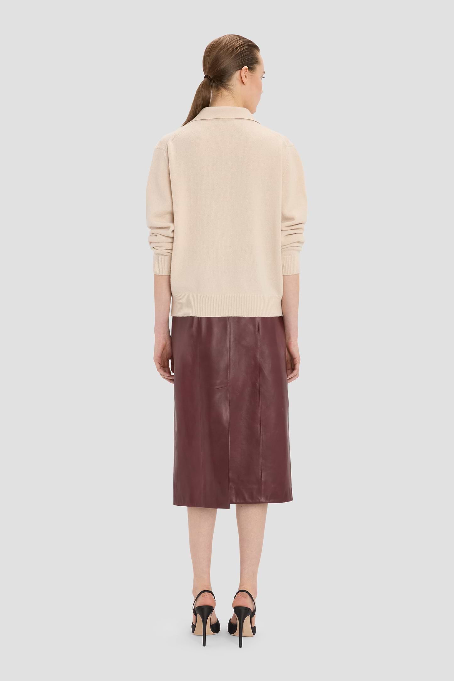 Leather Skirt In Dark Burgundy