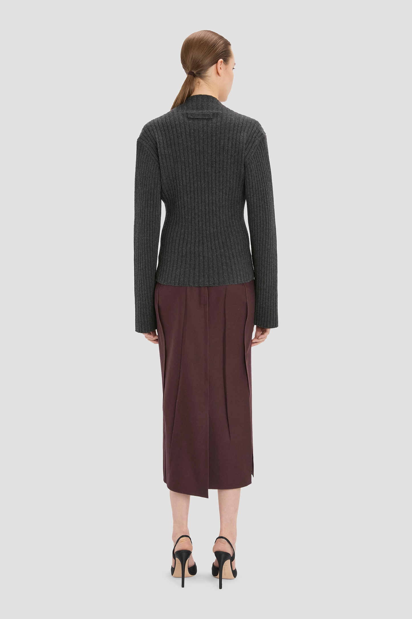 Ribbed Jumper In Grey Melange