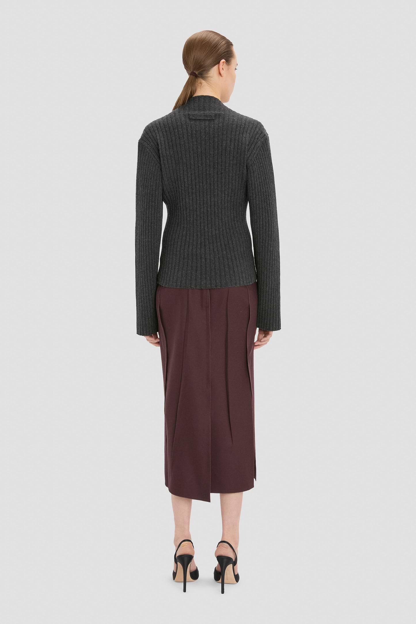 Ribbed Jumper In Grey Melange