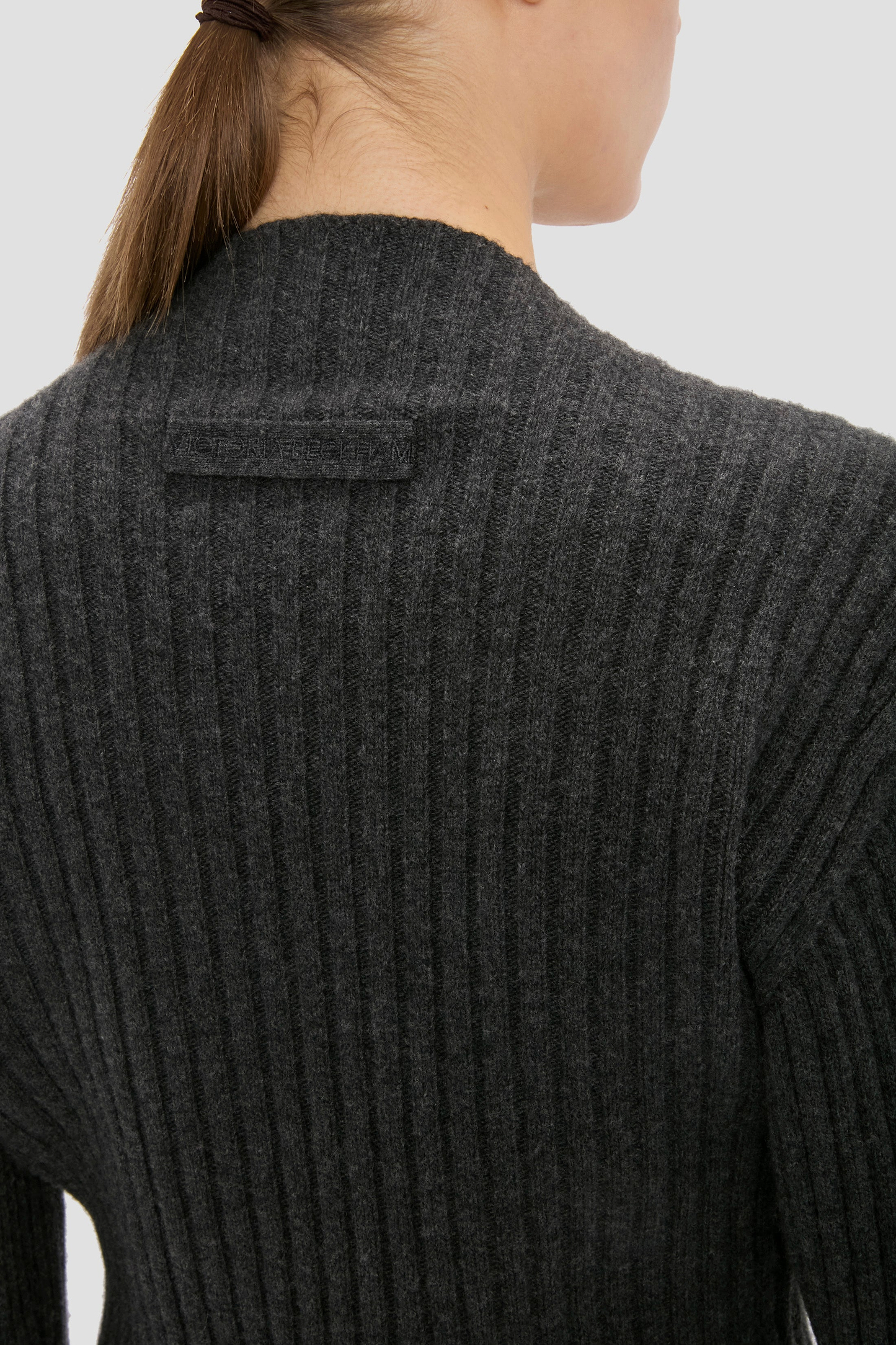 Ribbed Jumper In Grey Melange