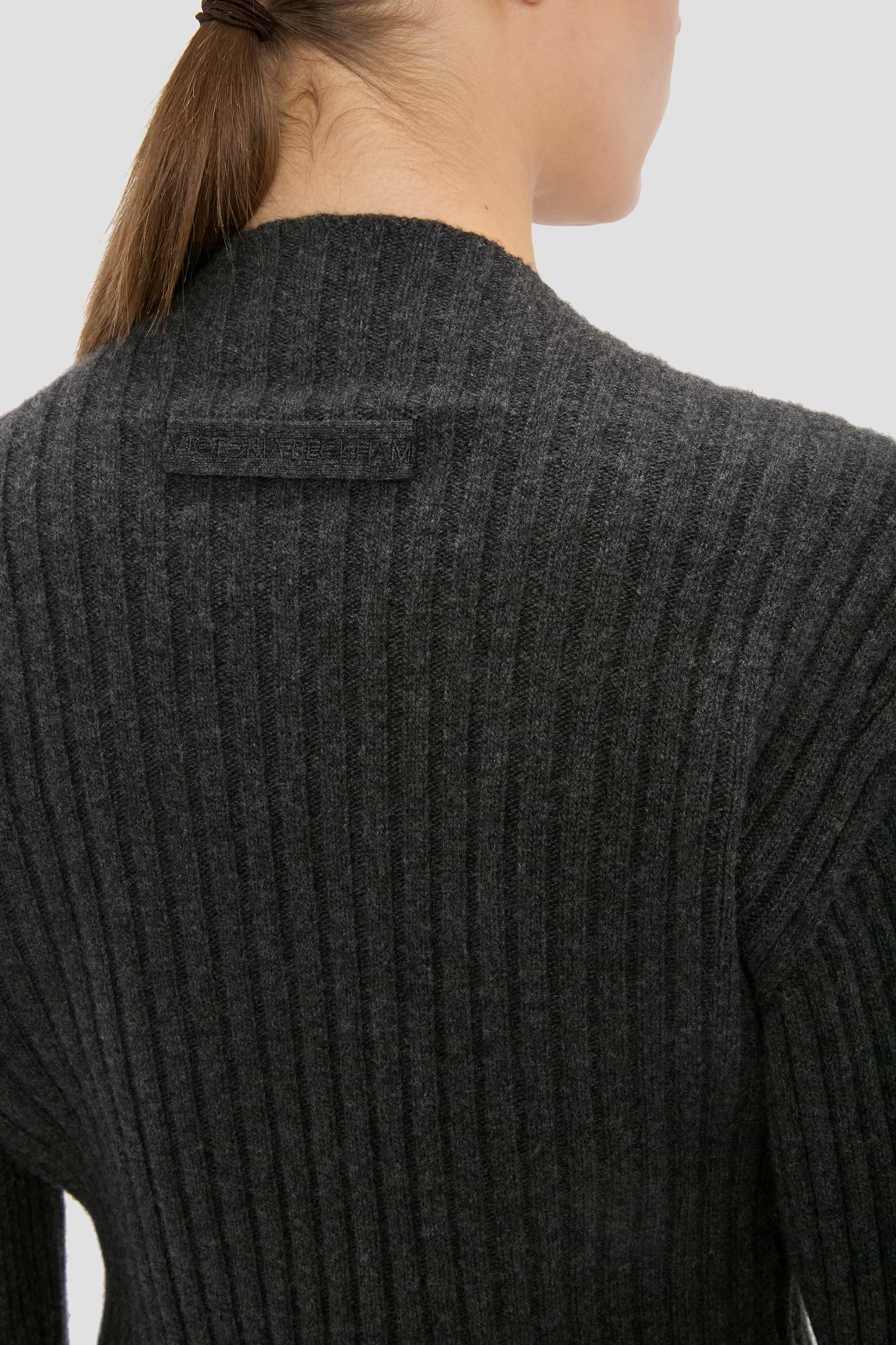 Ribbed Jumper In Grey Melange