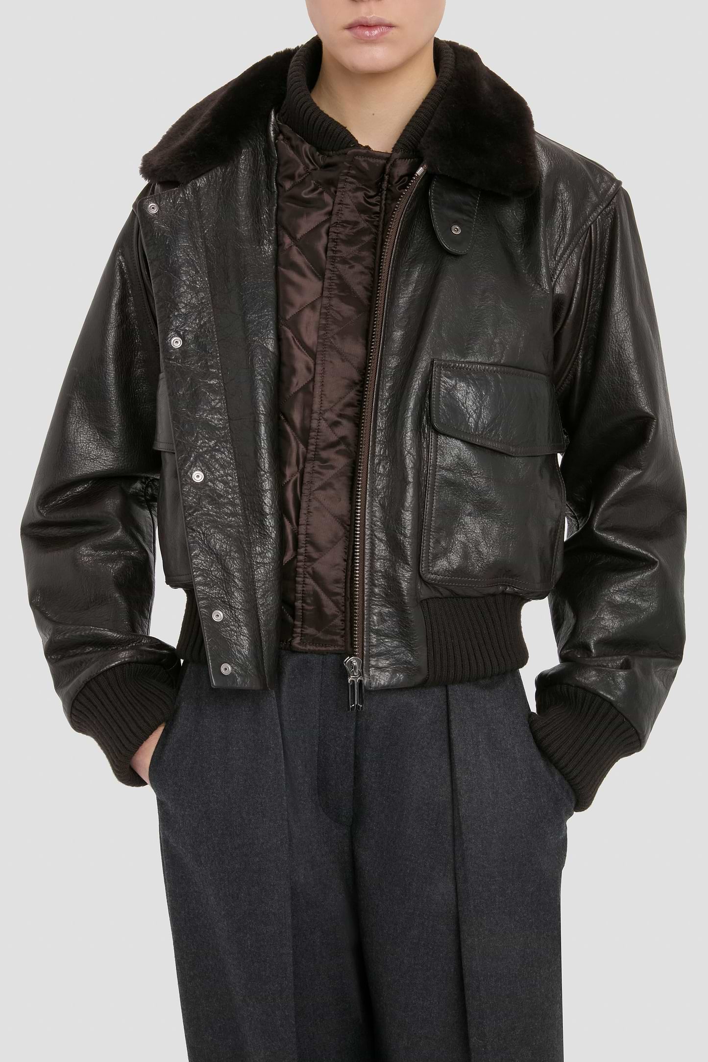 Aviator Jacket In Dark Brown