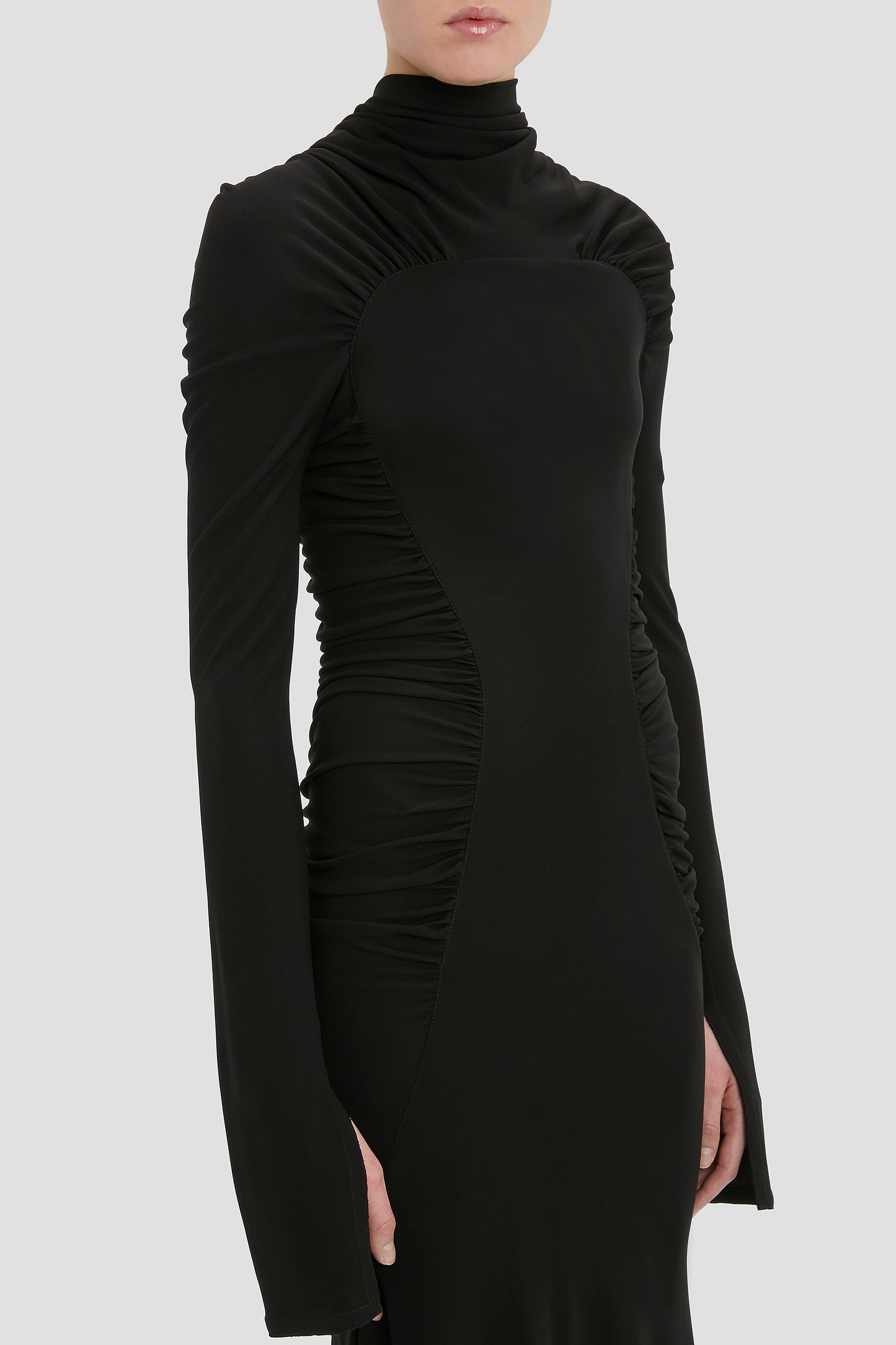 High Neck Midi Dress In Black