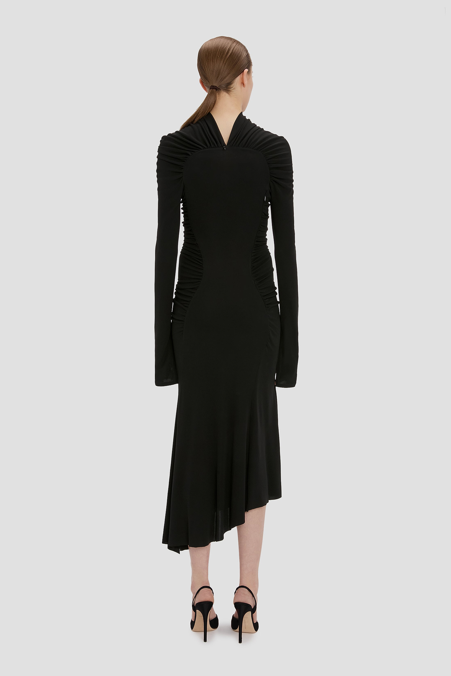 High Neck Midi Dress In Black