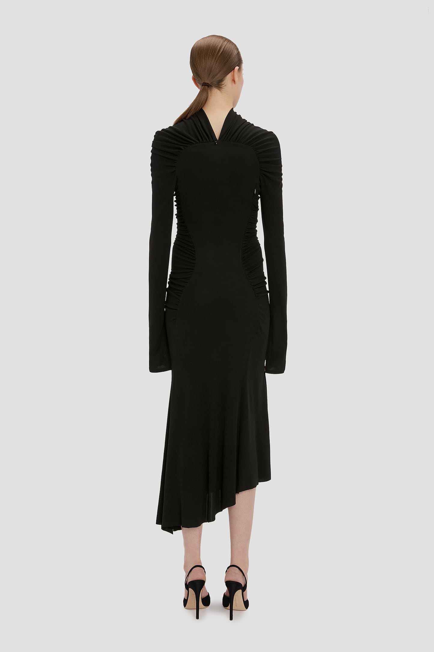 High Neck Midi Dress In Black