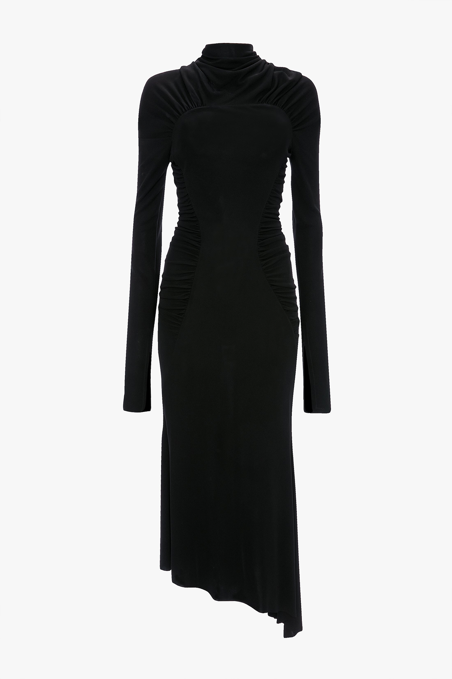 High Neck Midi Dress In Black