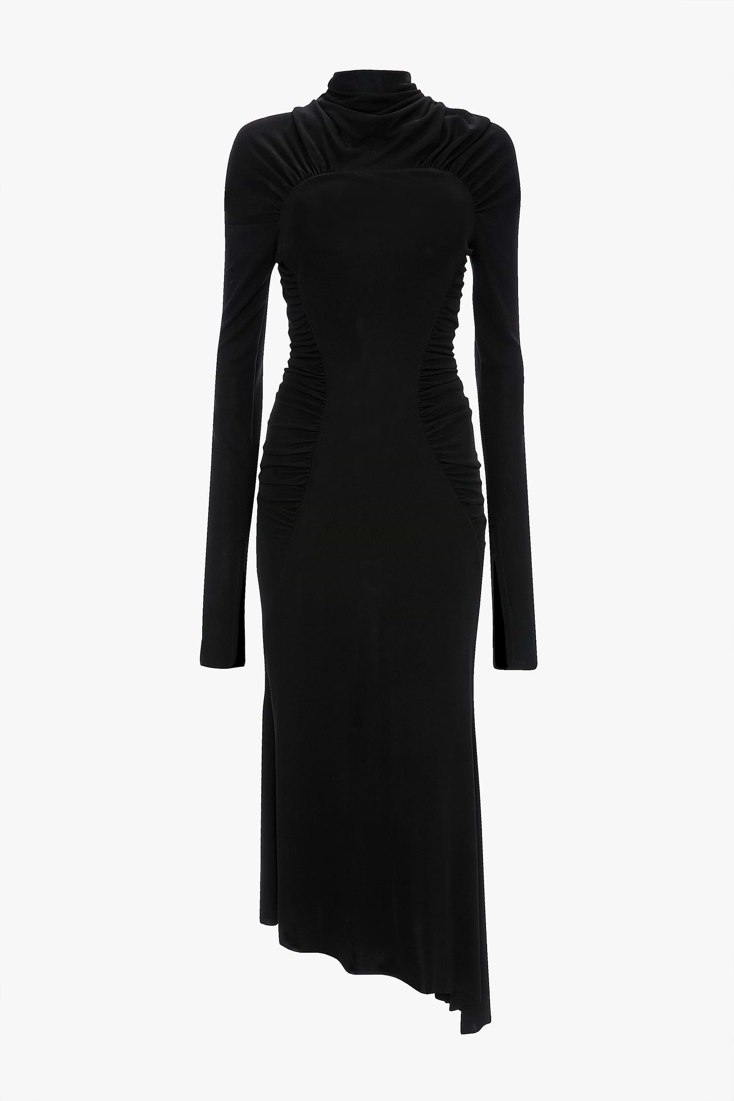 High Neck Midi Dress In Black