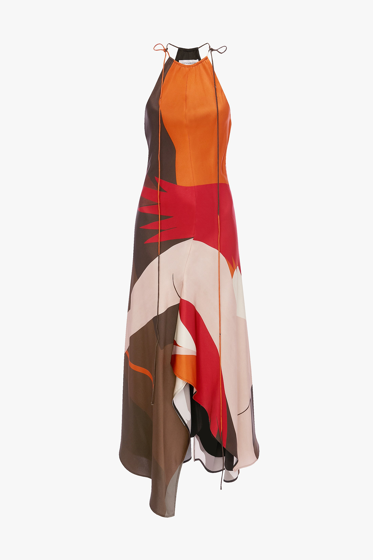 Halter Neck Midi Dress In Abstract Dark Earth