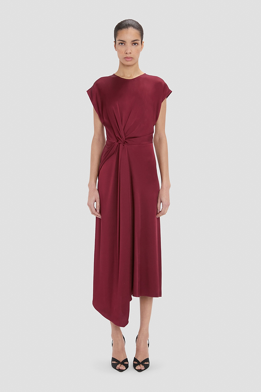 Aria Midi Dress In Burgundy