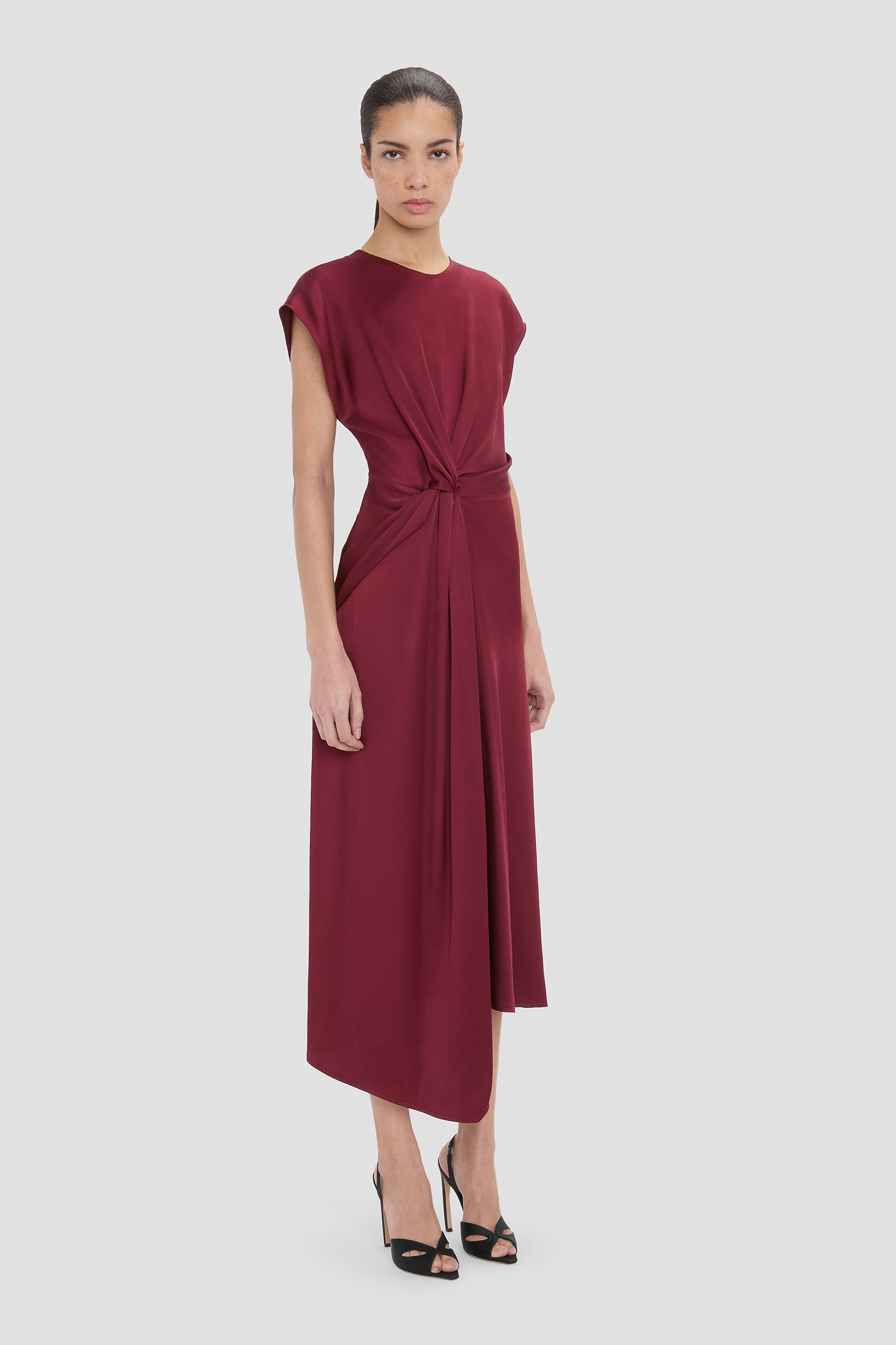 Aria Midi Dress In Burgundy