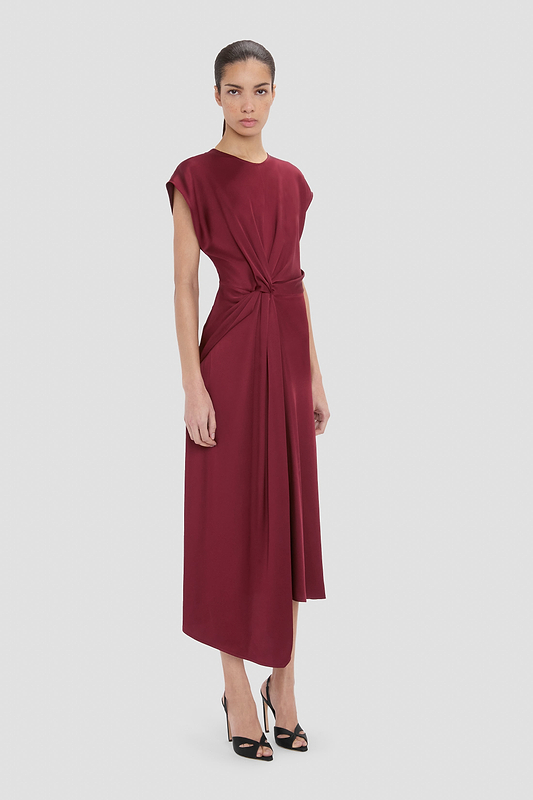 Aria Midi Dress In Burgundy