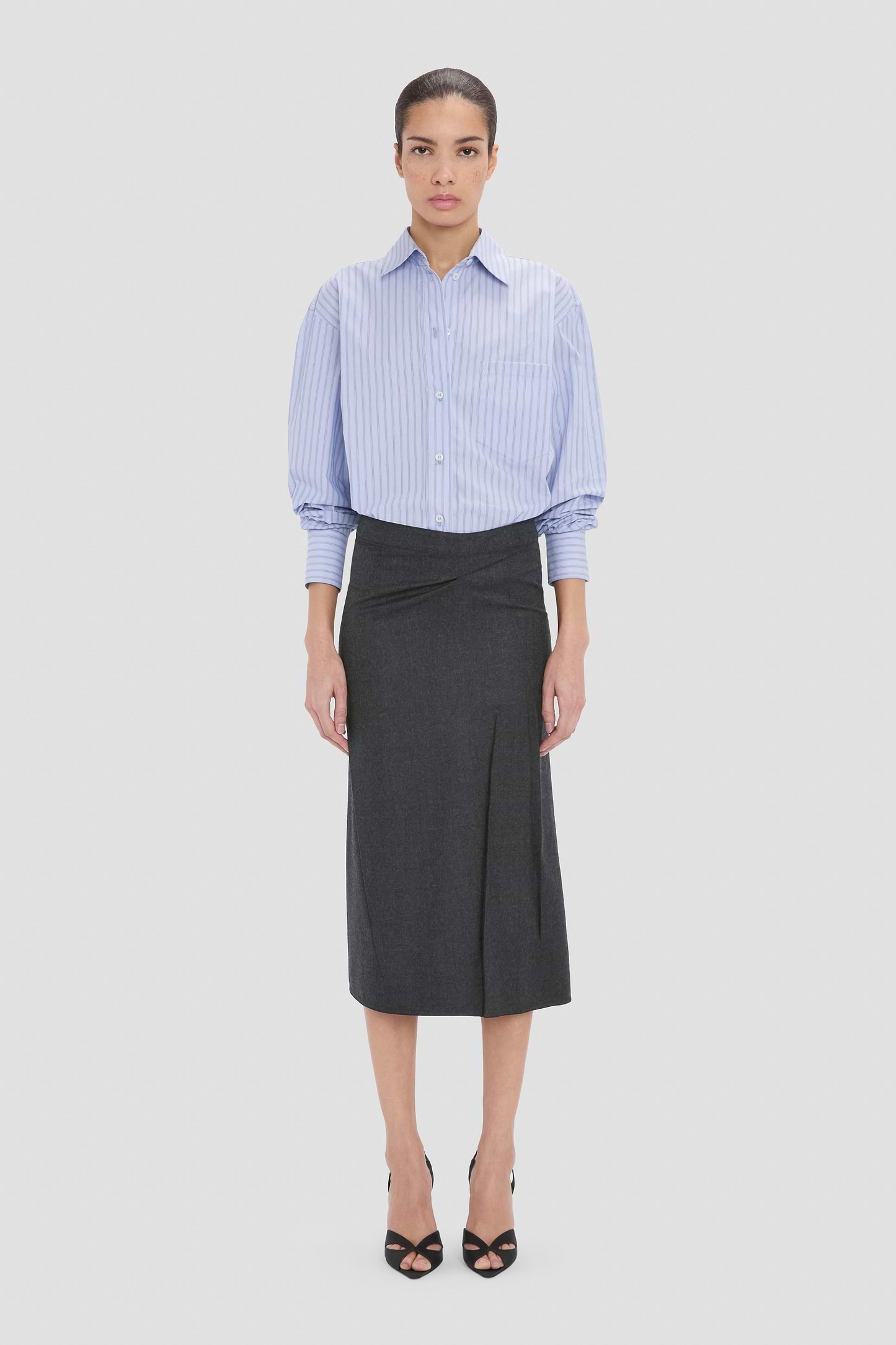 Pressed Skirt In Dark Grey Melange