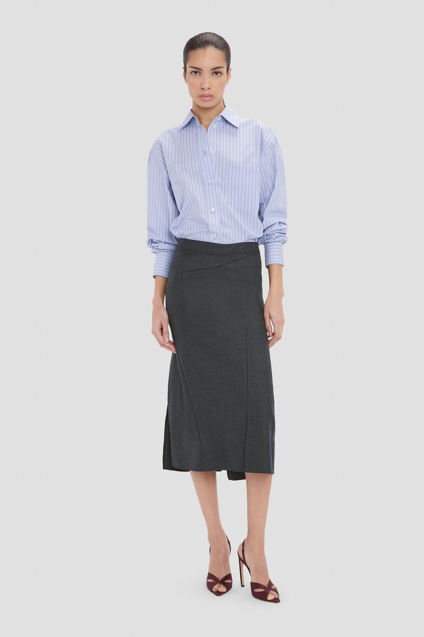 Pressed Skirt In Dark Grey Melange