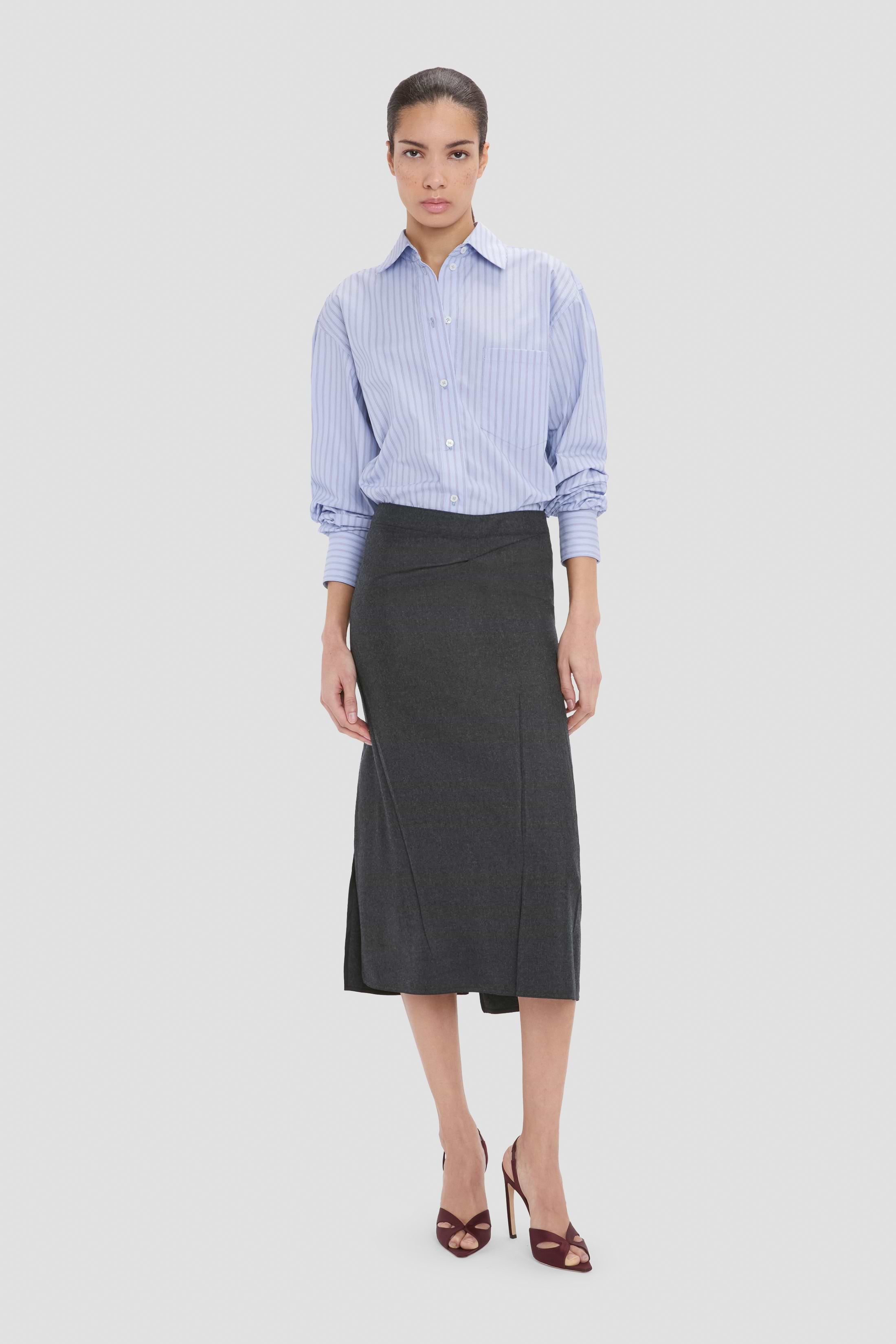 Pressed Skirt In Dark Grey Melange