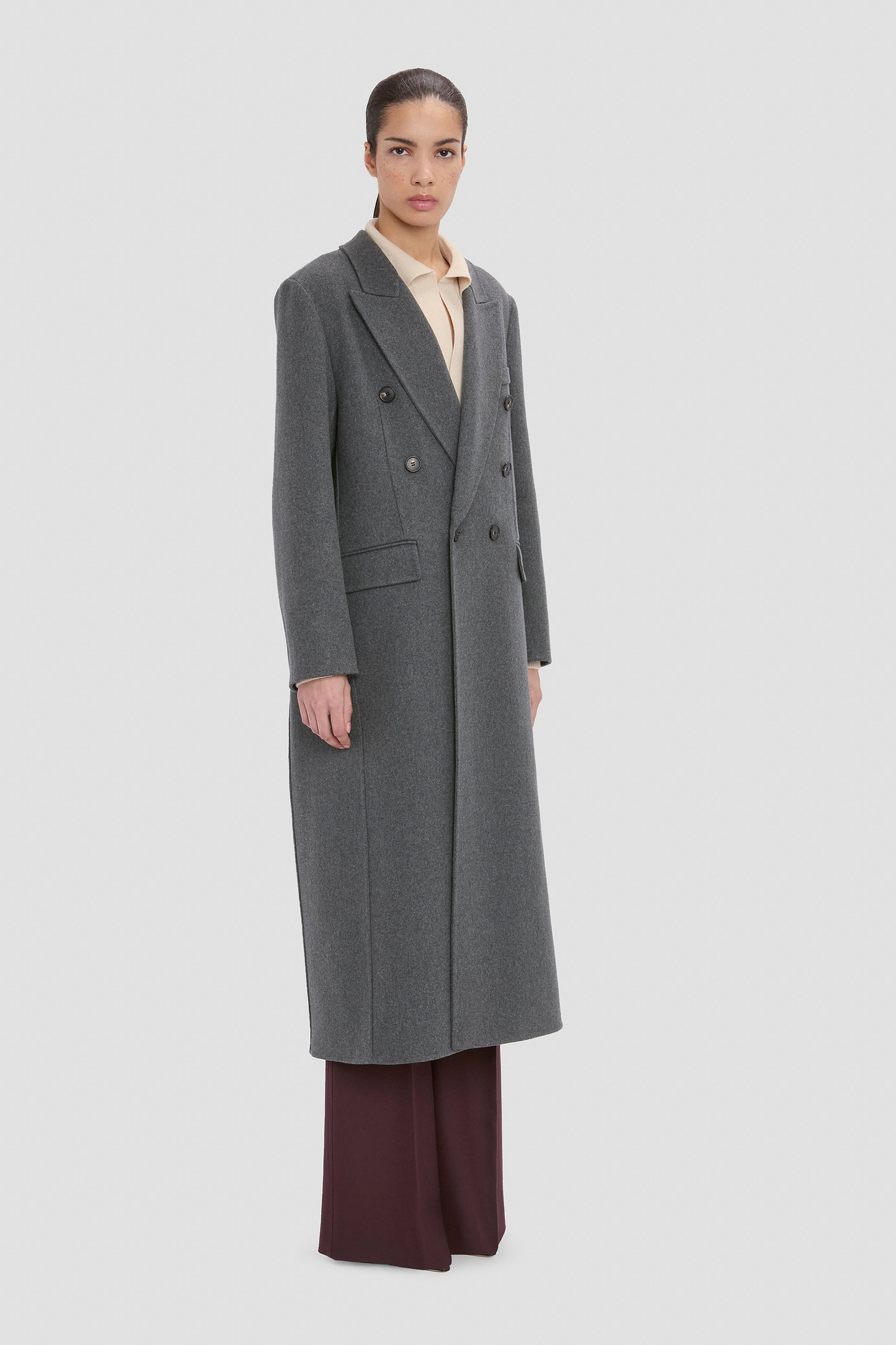 Overcoat In Grey Melange