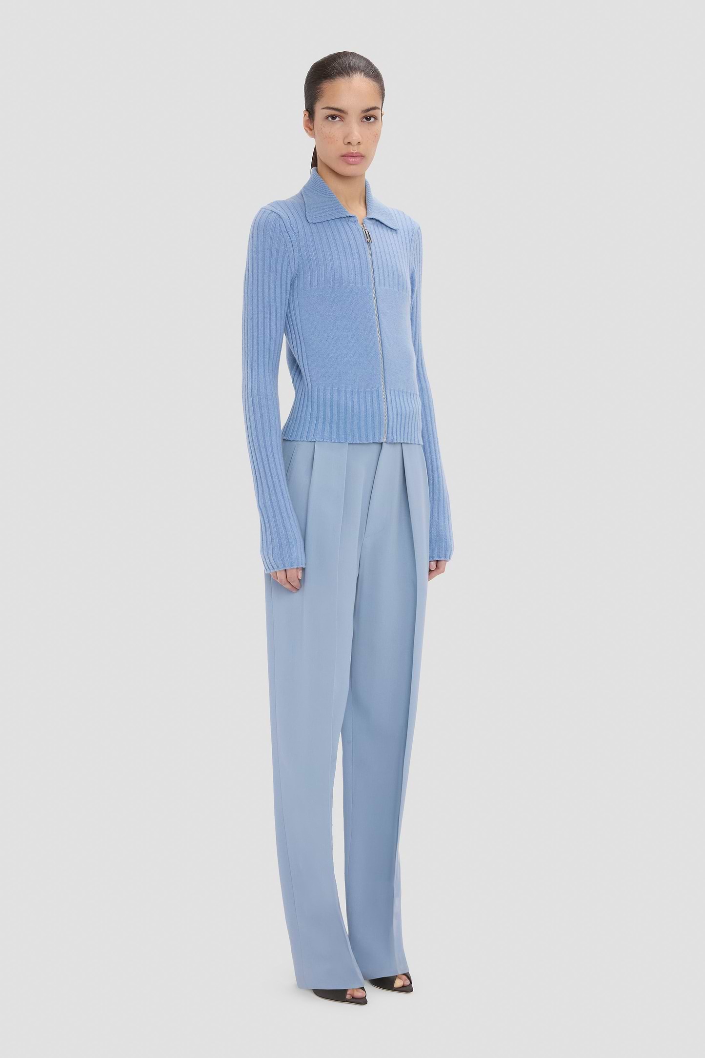 Zip Jumper In Blue Melange