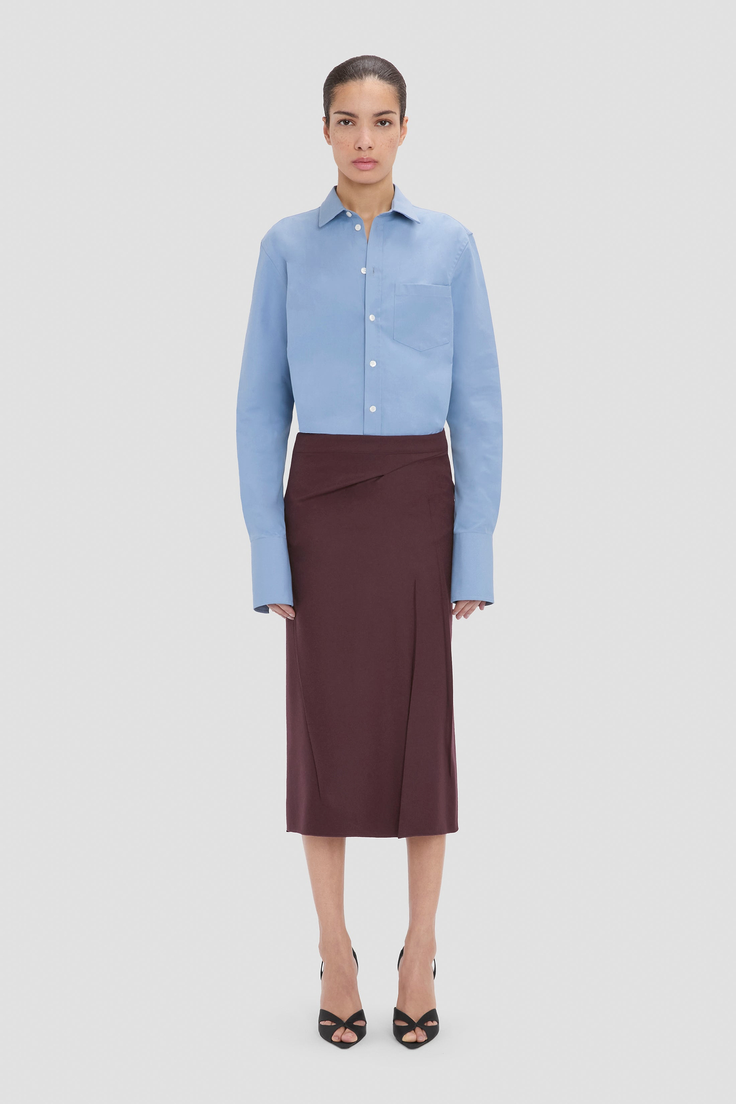 Pressed Skirt In Dark Burgundy