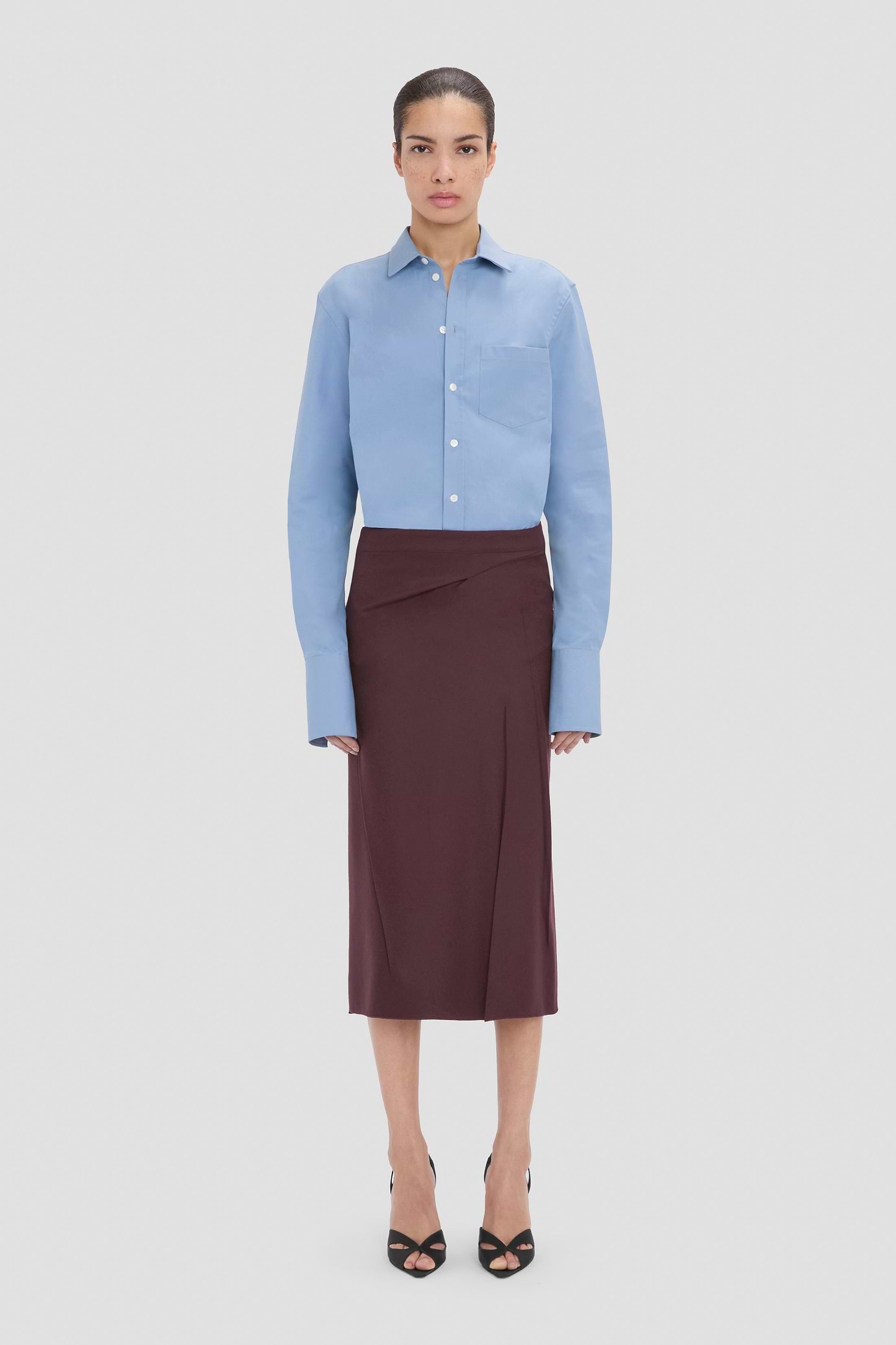 Pressed Skirt In Dark Burgundy