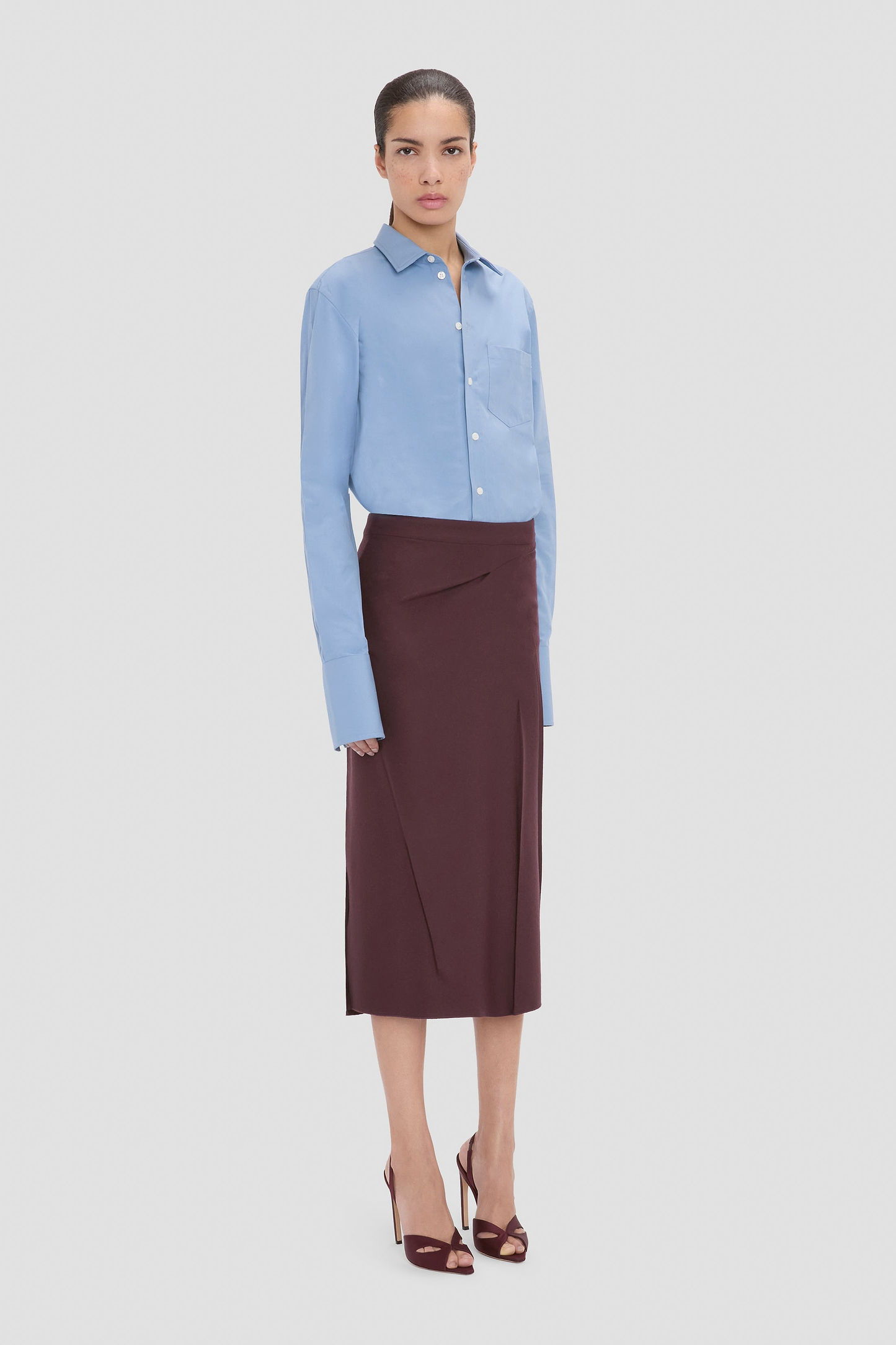 Pressed Skirt In Dark Burgundy