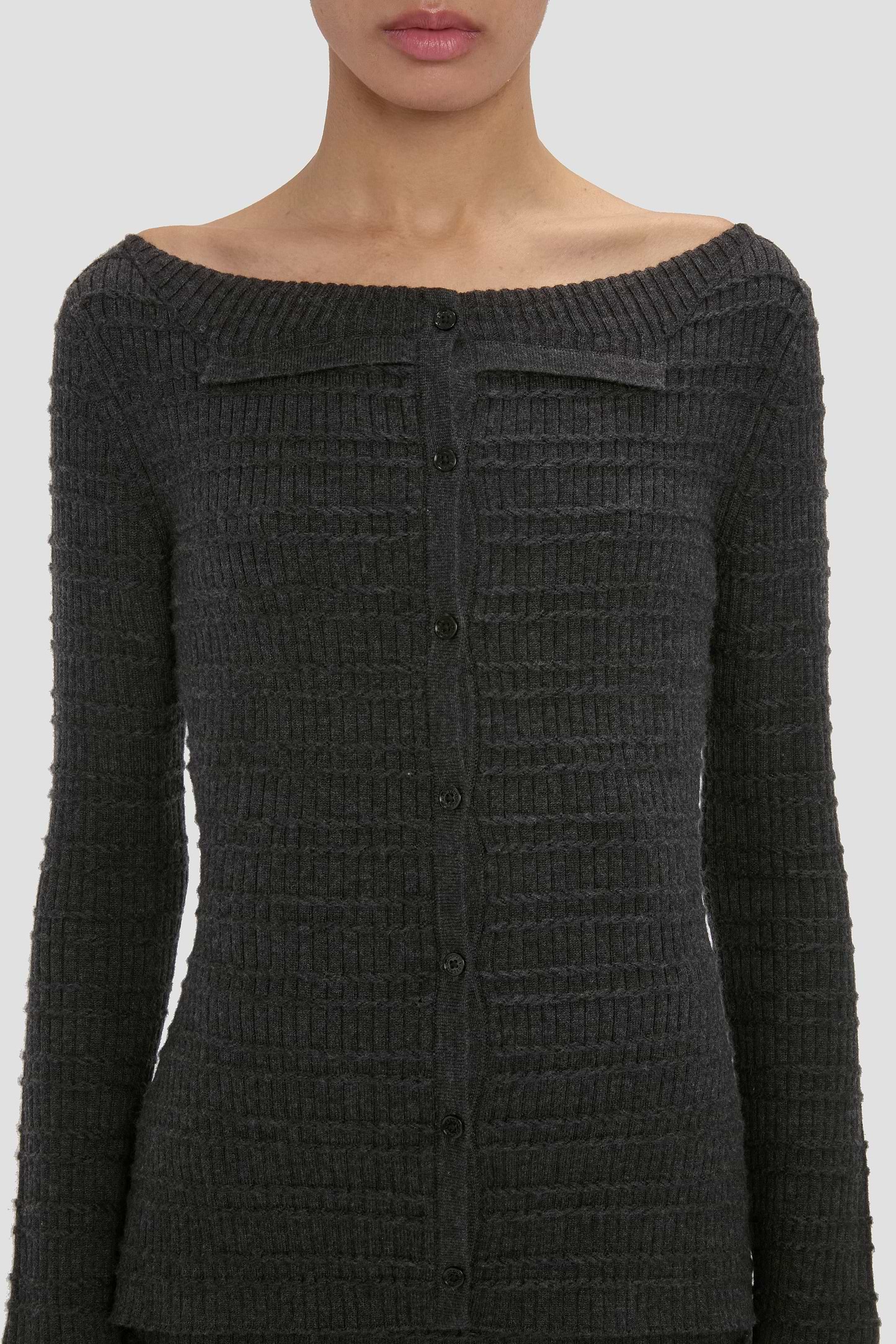 Folded Cardigan In Grey Melange