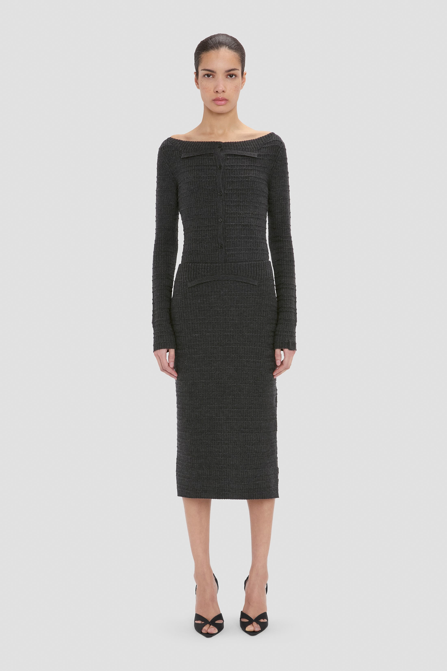 Folded Skirt In Grey Melange