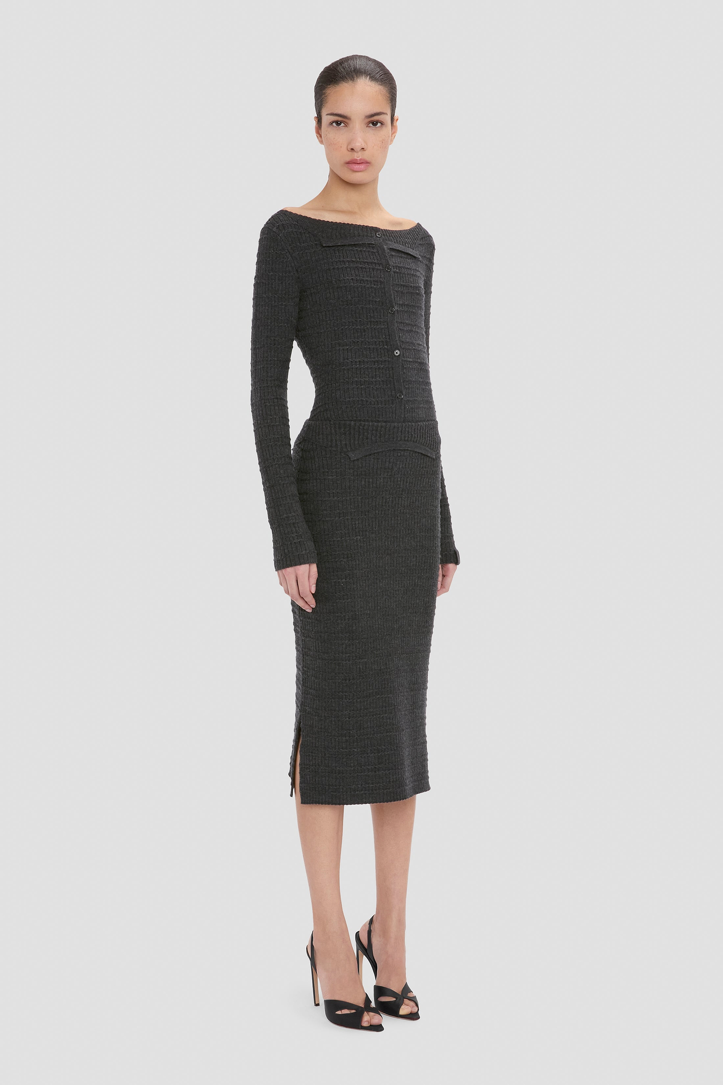 Folded Skirt In Grey Melange