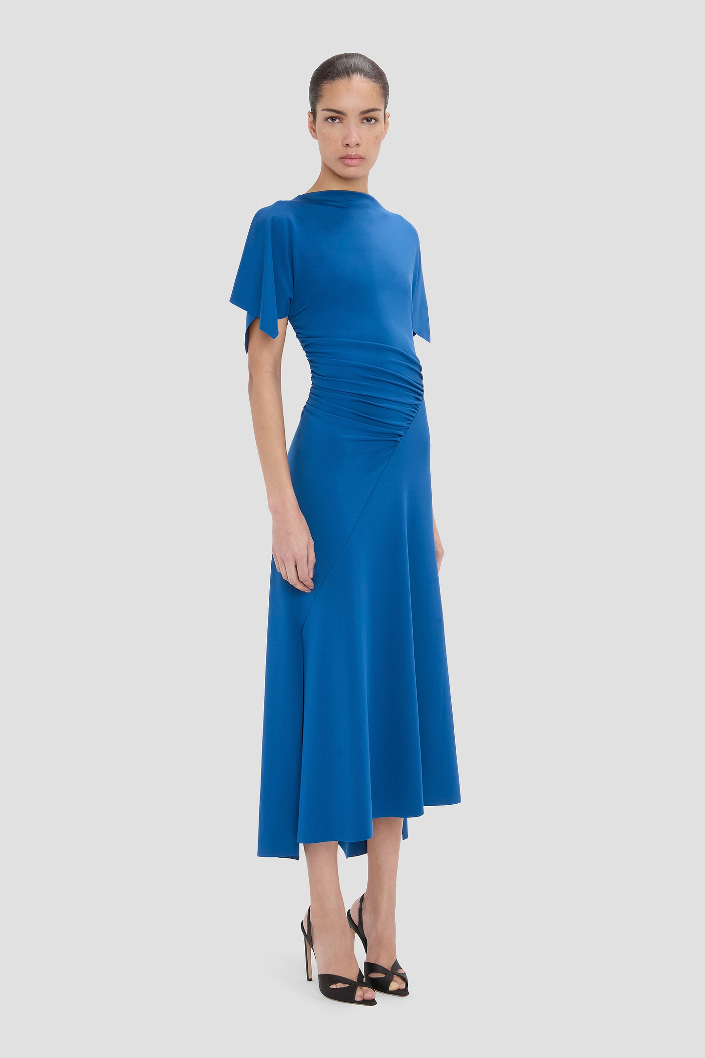 Blousey Midi Dress In Blue