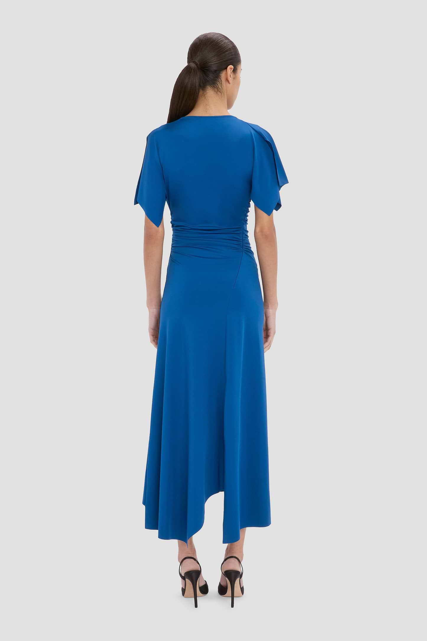 Blousey Midi Dress In Blue