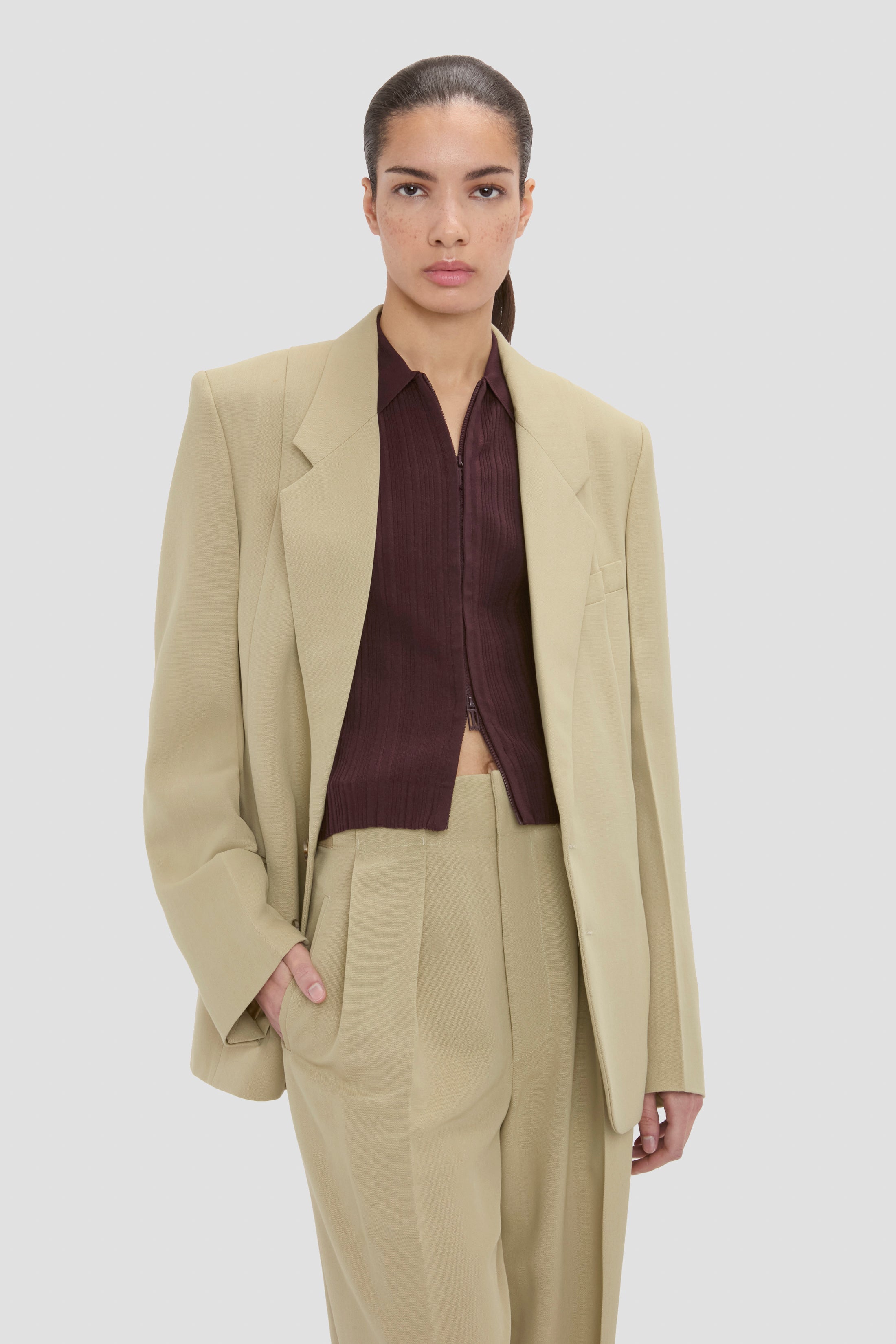 Pressed Jacket In Beige