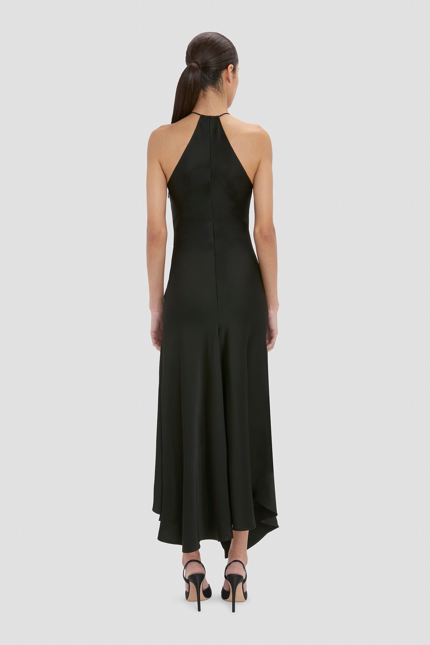Halter Neck Midi Dress In Black