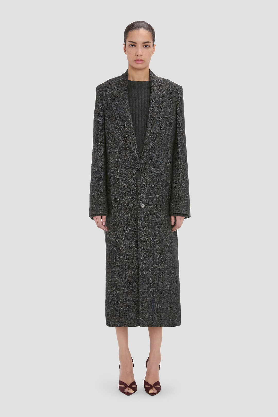 Tailored Coat In Grey Melange
