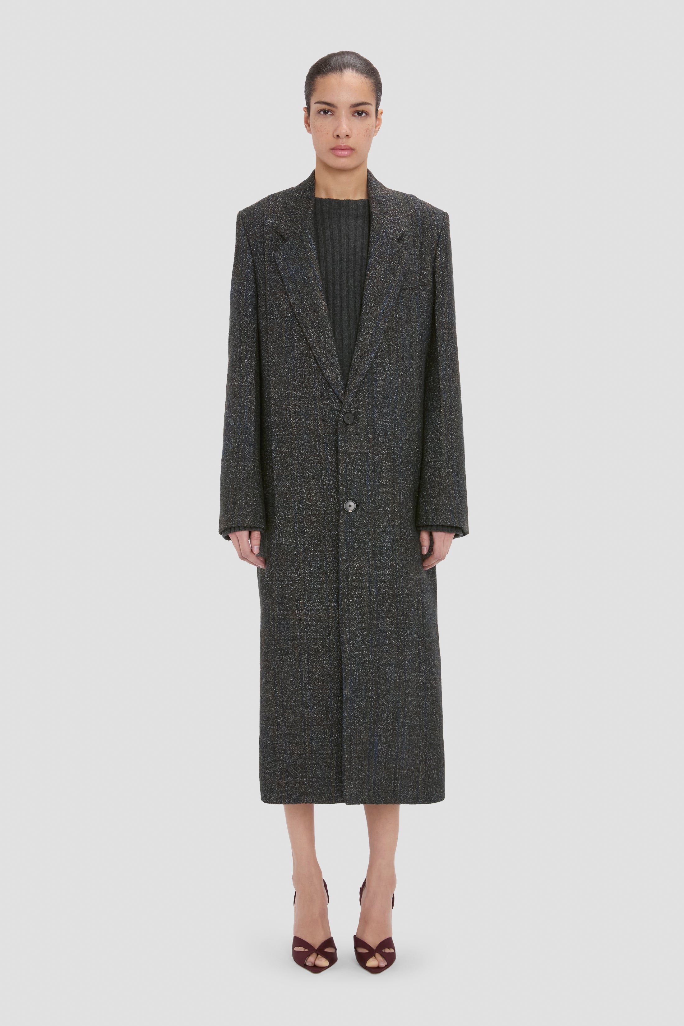 Tailored Coat In Grey Melange