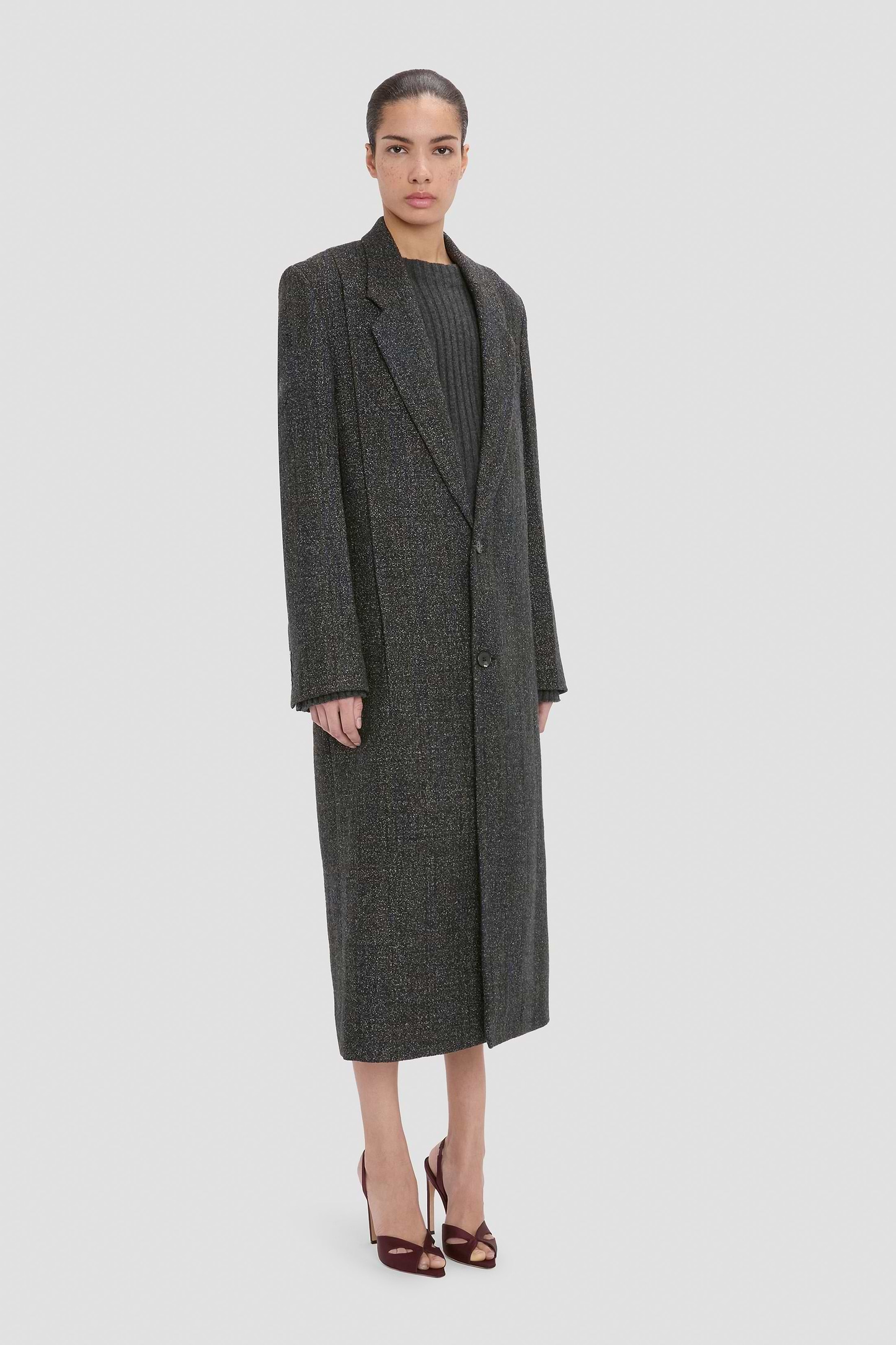 Tailored Coat In Grey Melange
