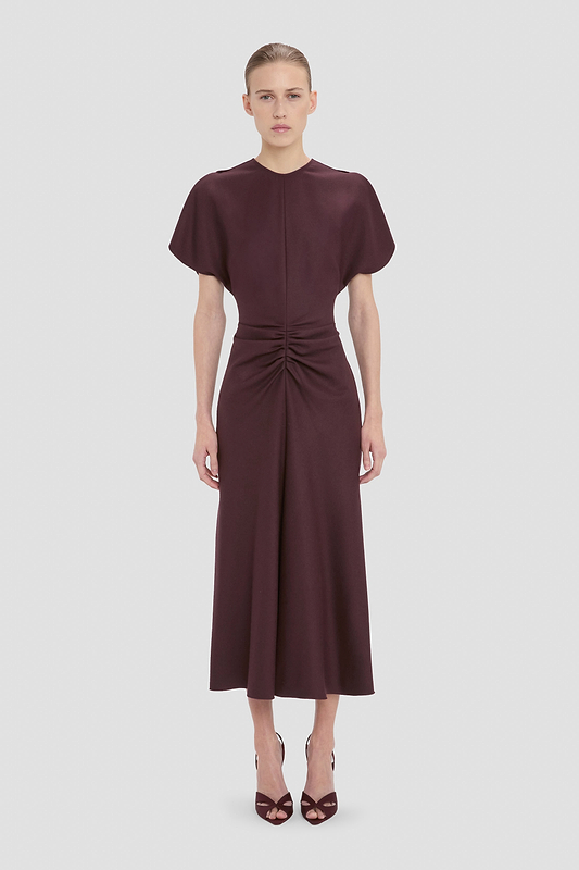 Bela Midi Dress In Dark Burgundy