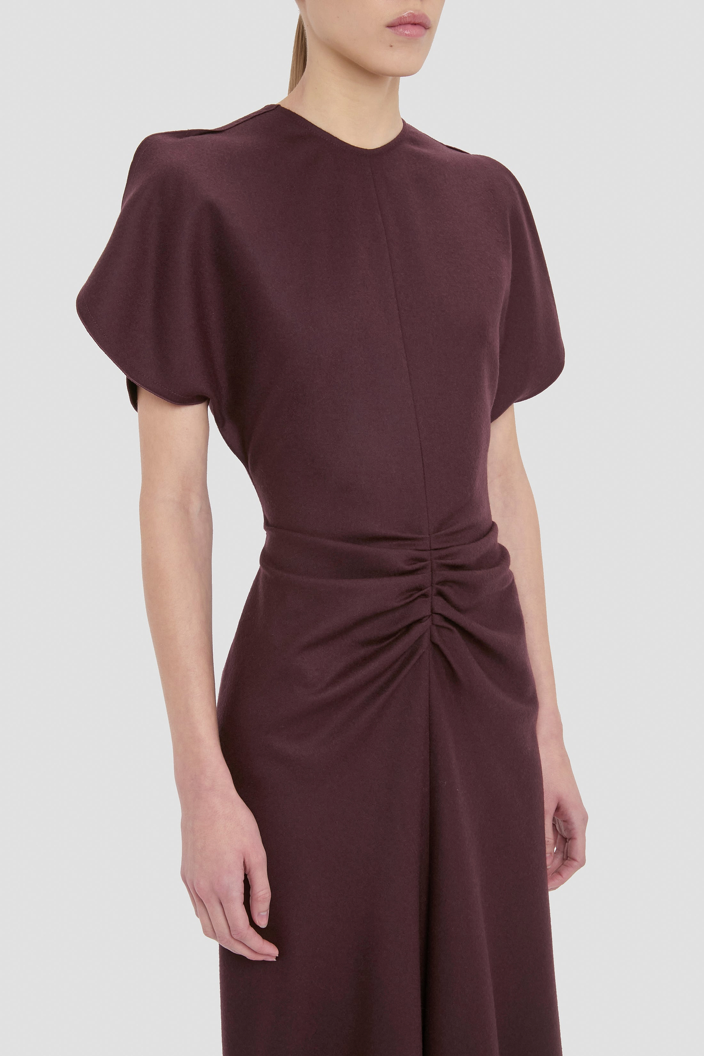 Bela Midi Dress In Dark Burgundy