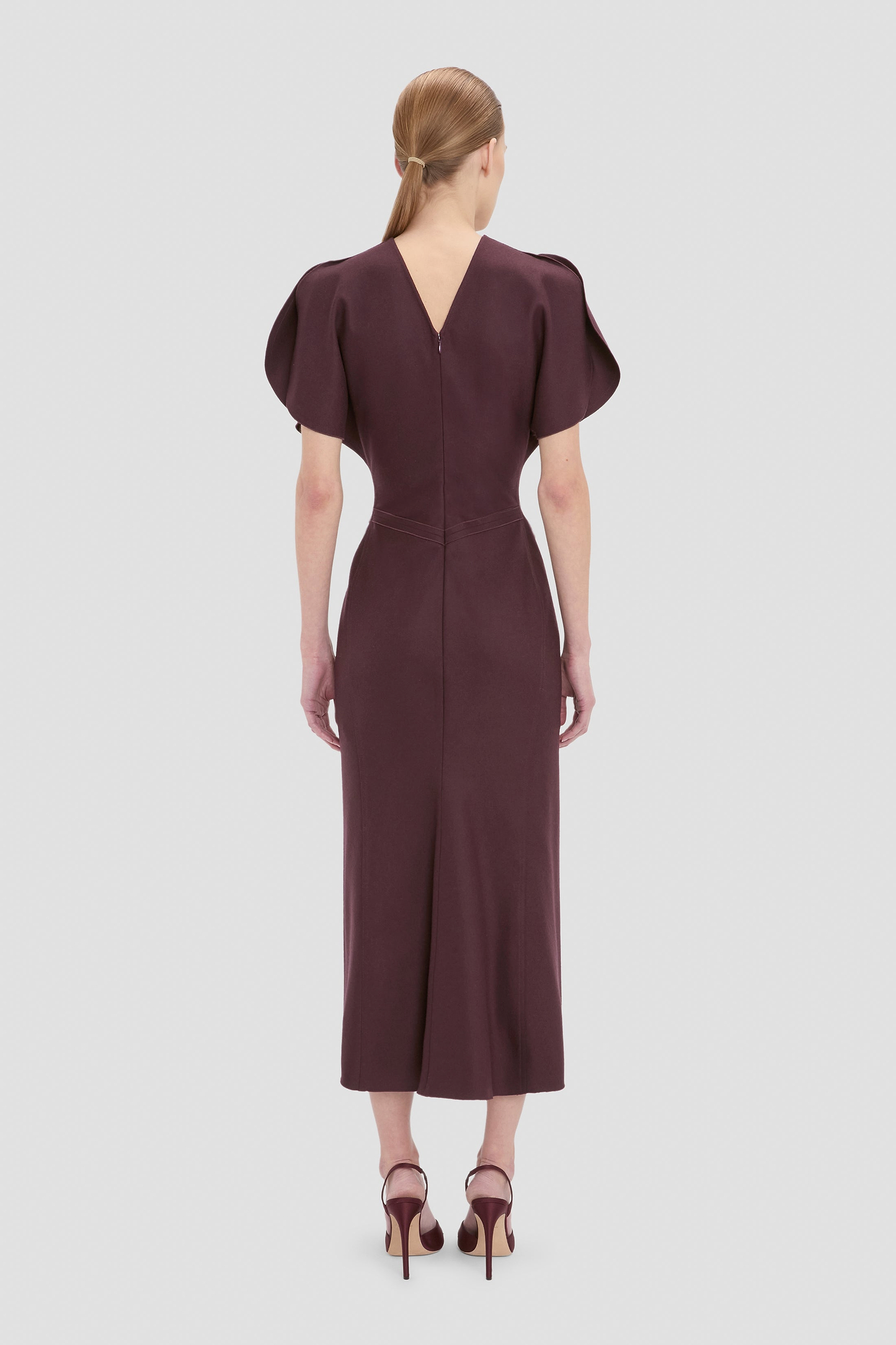 Bela Midi Dress In Dark Burgundy