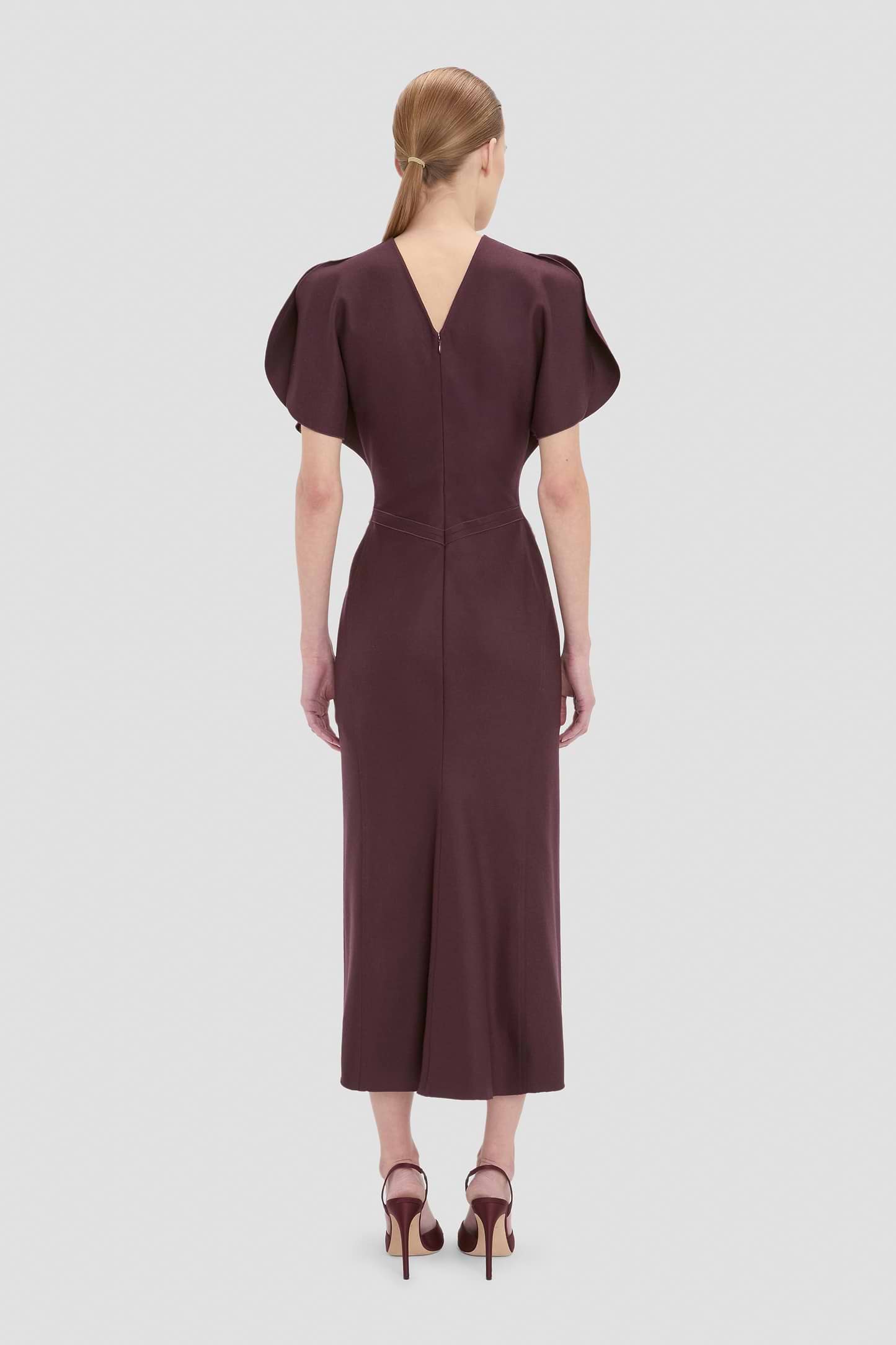Bela Midi Dress In Dark Burgundy