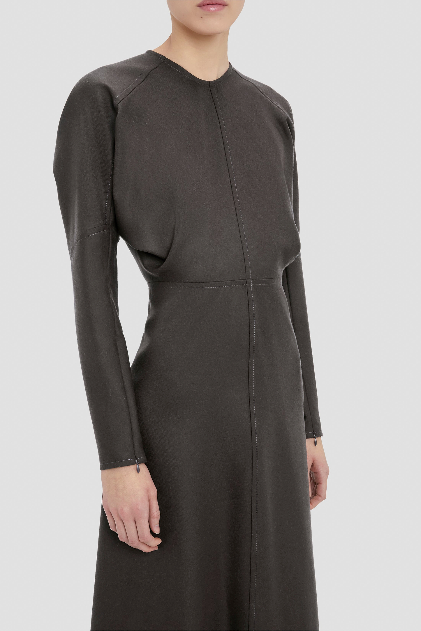 Dolman Midi Dress In Dark Grey Melange