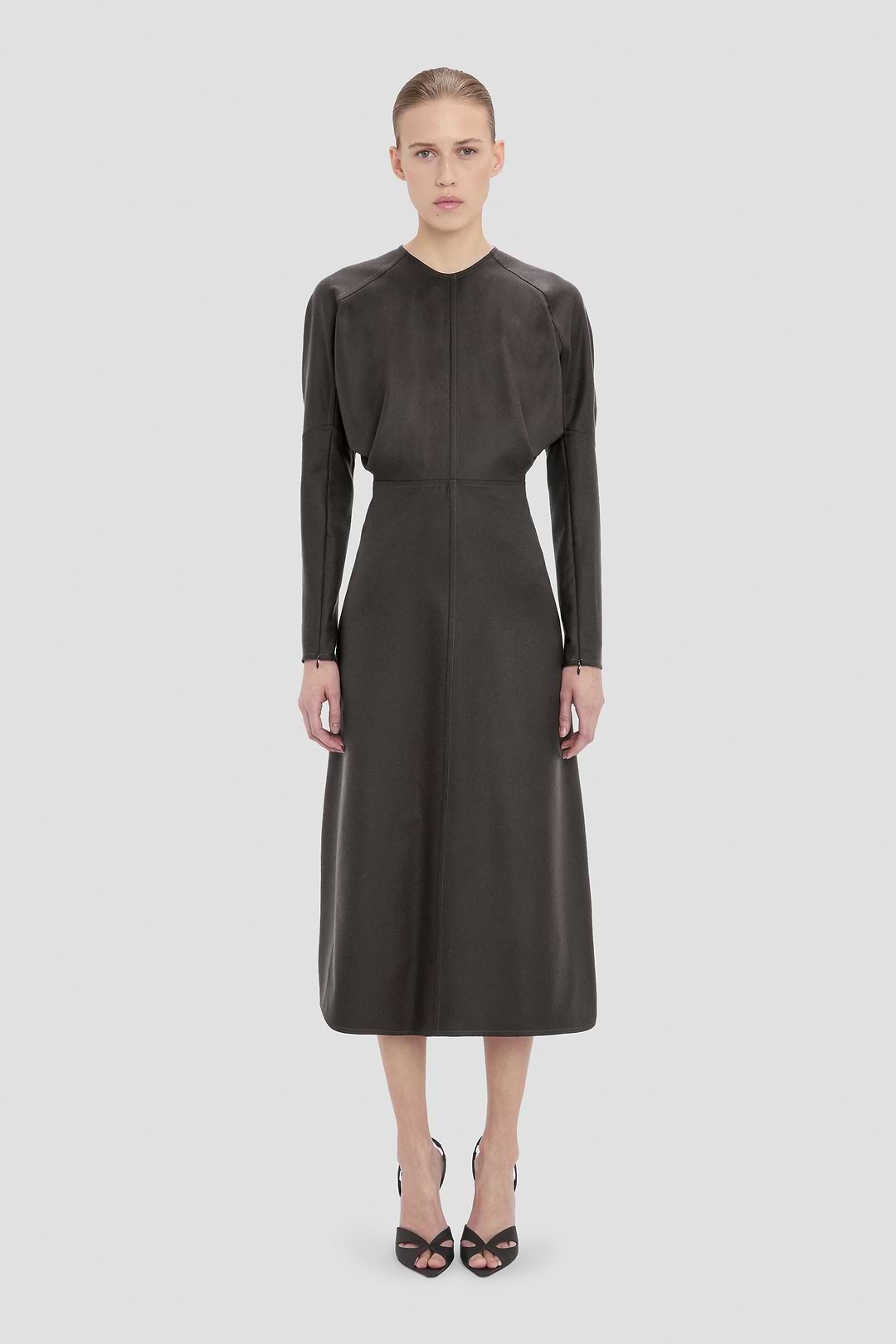 Dolman Midi Dress In Dark Grey Melange