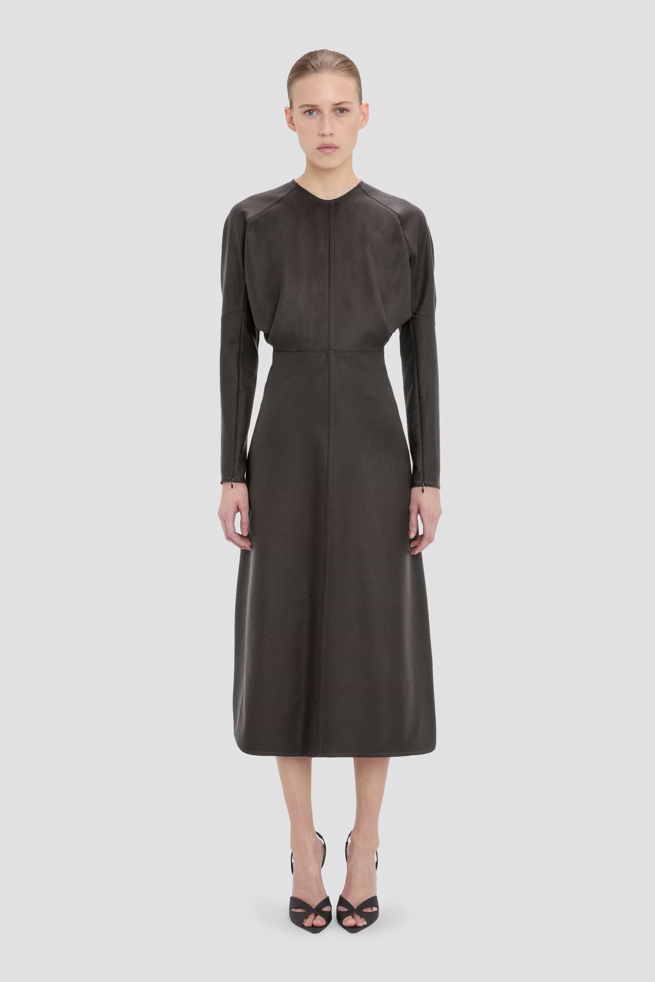 Dolman Midi Dress In Dark Grey Melange