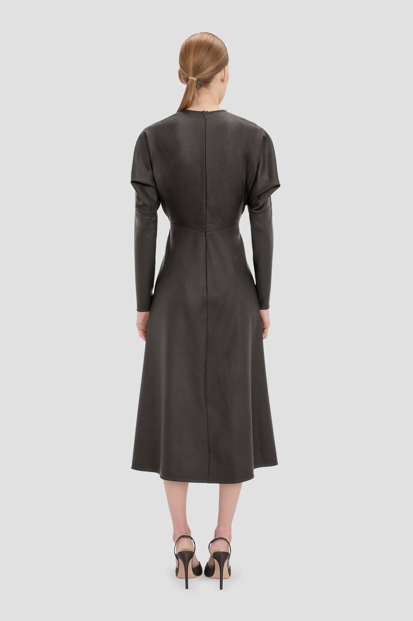 Dolman Midi Dress In Dark Grey Melange