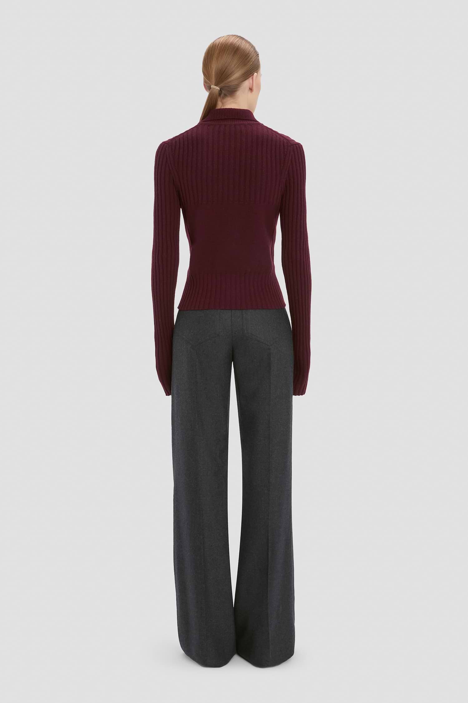 Zip Jumper In Dark Burgundy