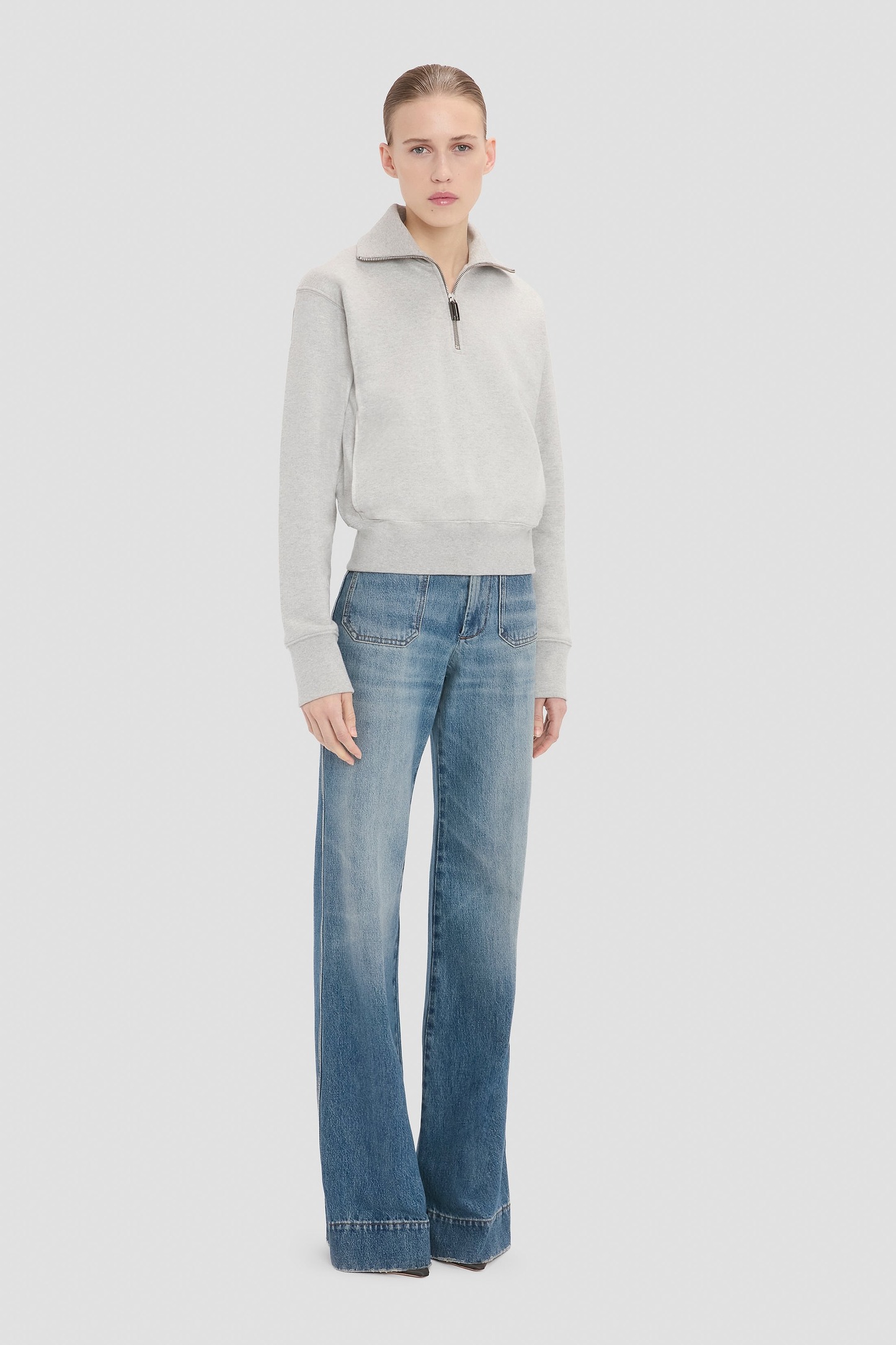Half Zip Sweatshirt In Grey Marl
