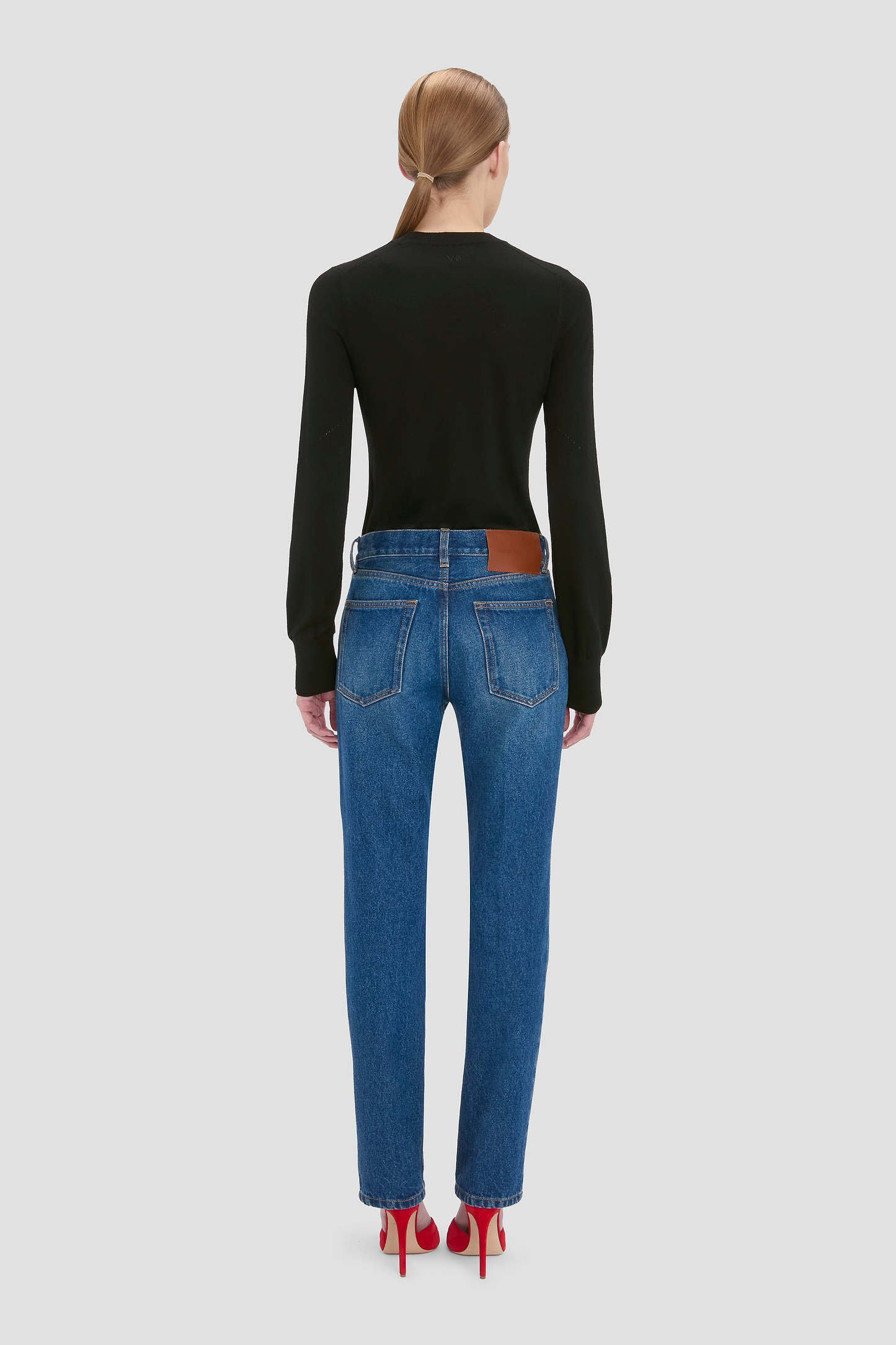 Low Waist Jean In Mid Blue Wash