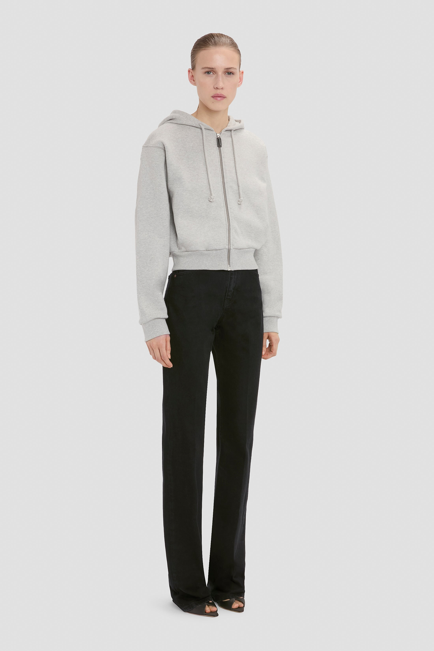 Full Zip Hoodie In Grey Marl